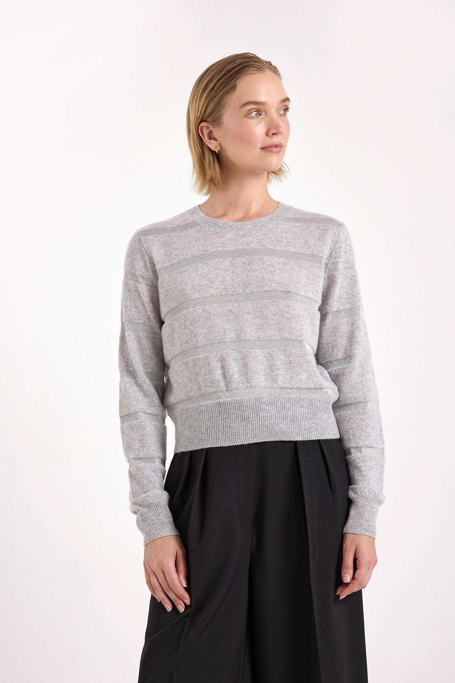SIMONE LUREX STRIPE CREW NECK JUMPER