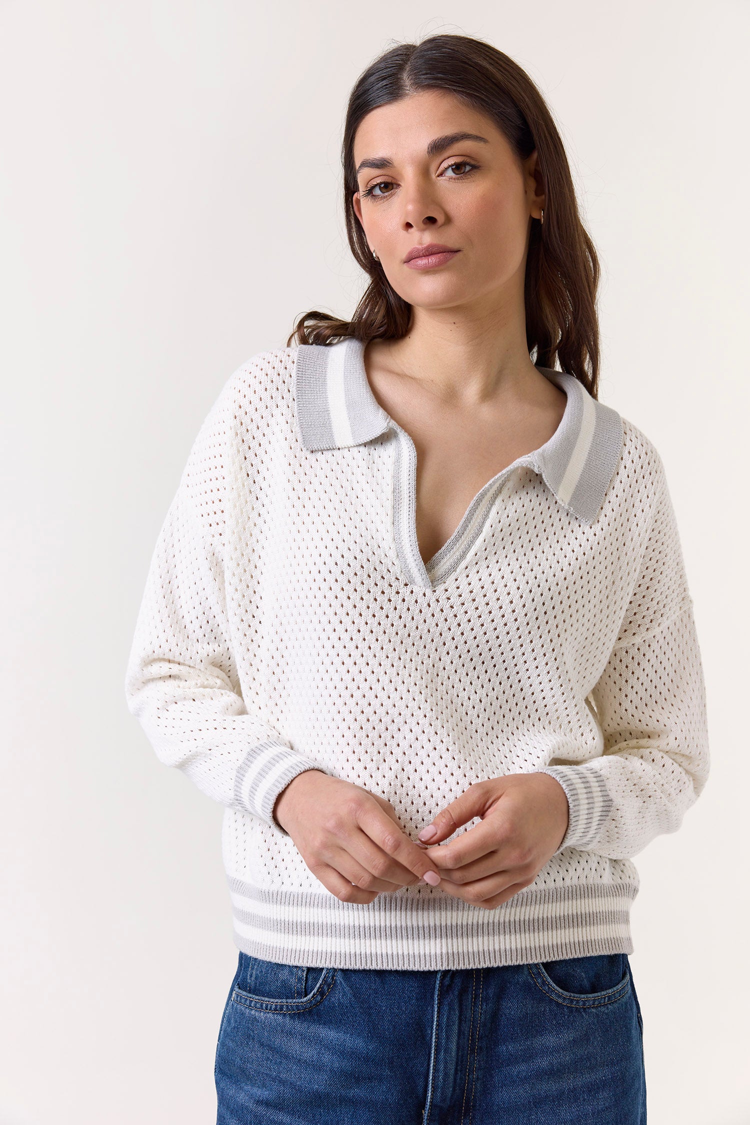 VANESSA STRIPE DETAIL POLO