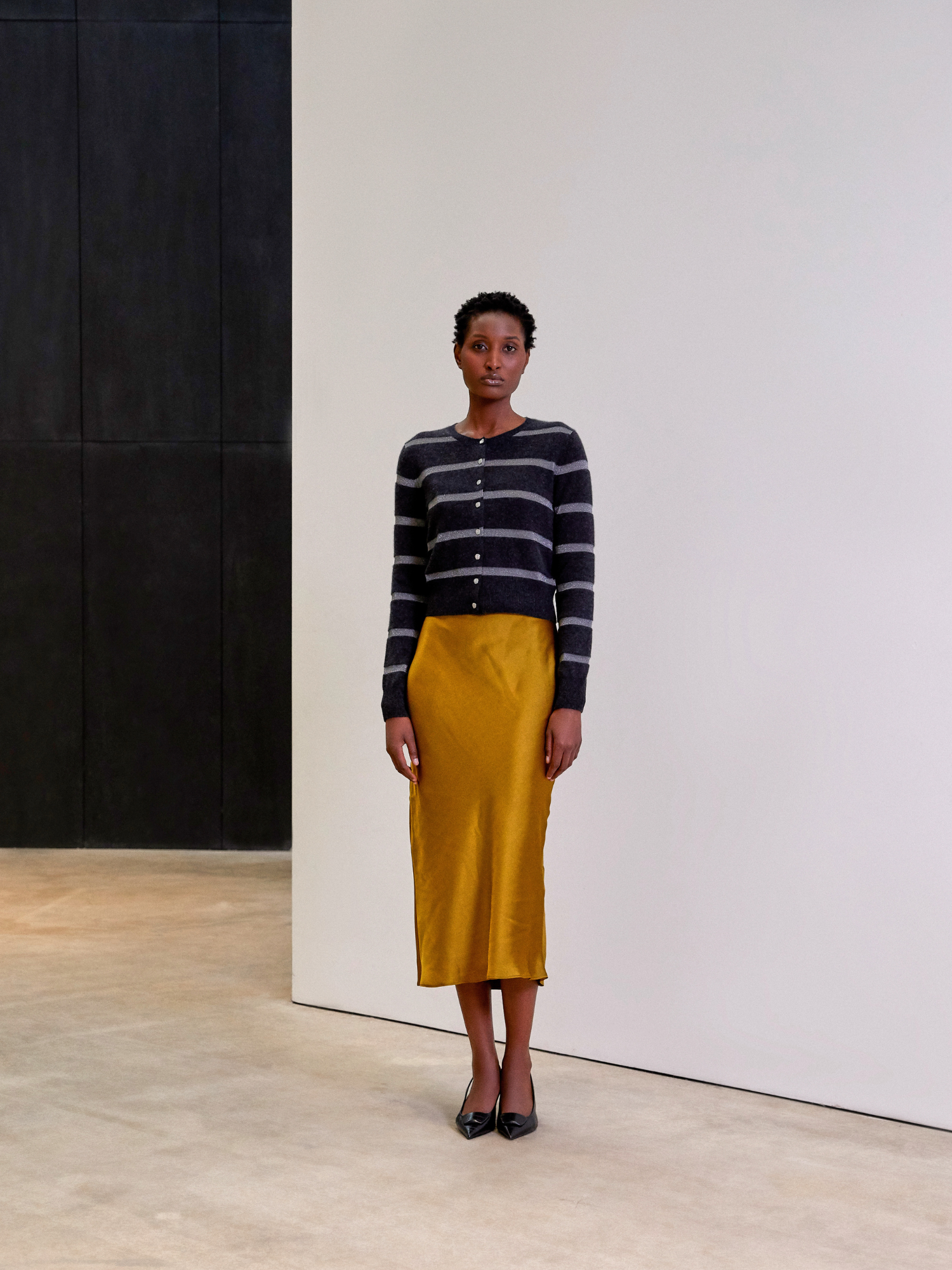 Simone Lurex Stripe Cashmere Cardigan