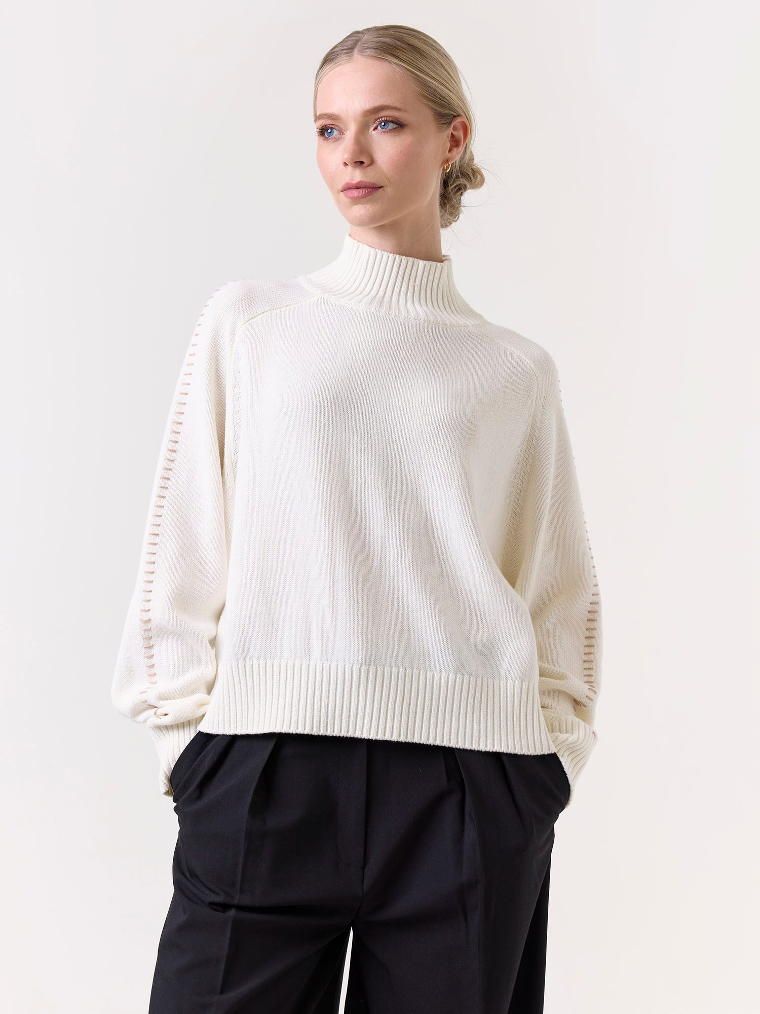 Embroidery Mock Neck