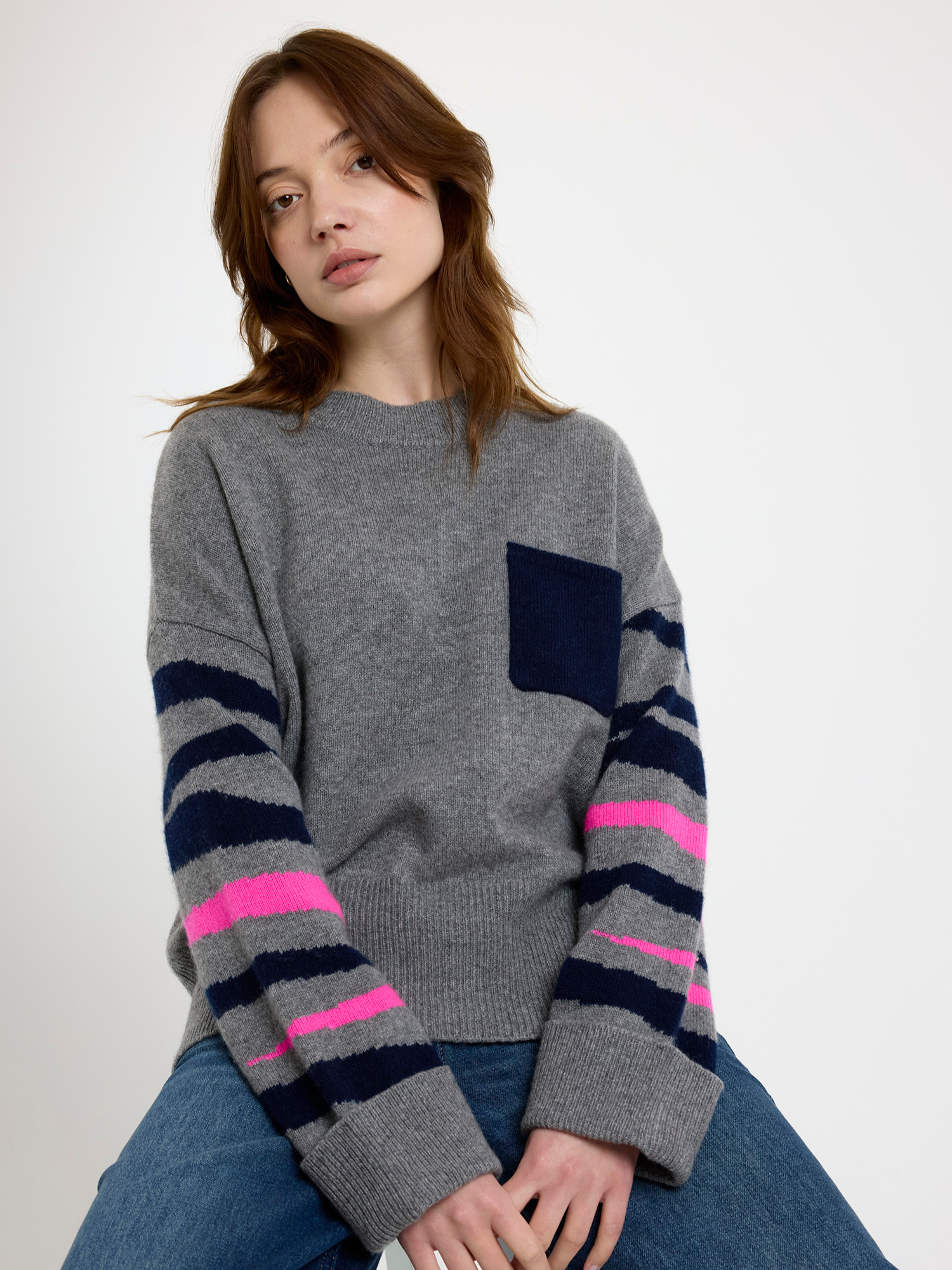 Pop Zebra Boyfriend Crew Neck Jumper