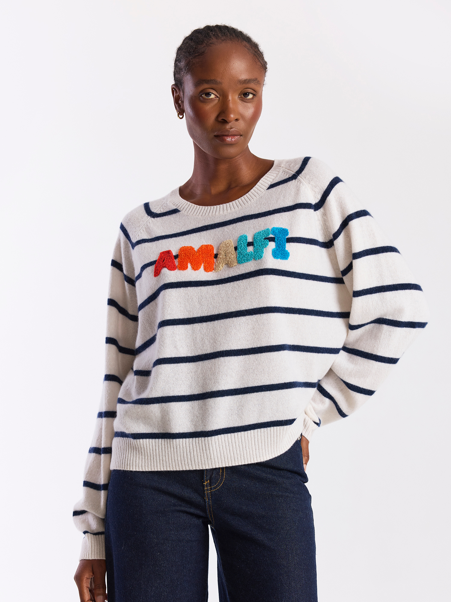 Amalfi Striped Cashmere Crew Neck Jumper