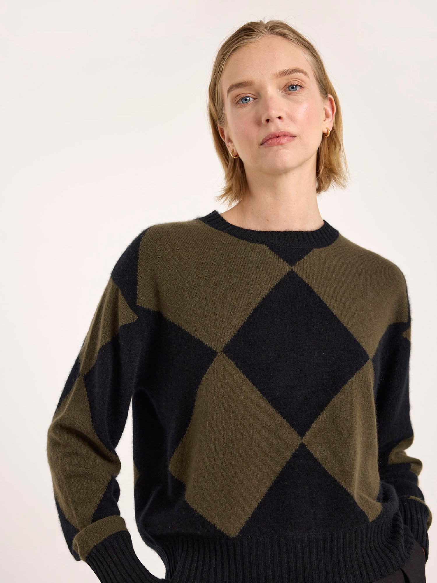 Avery Argyle Cashmere Crew Neck Jumper