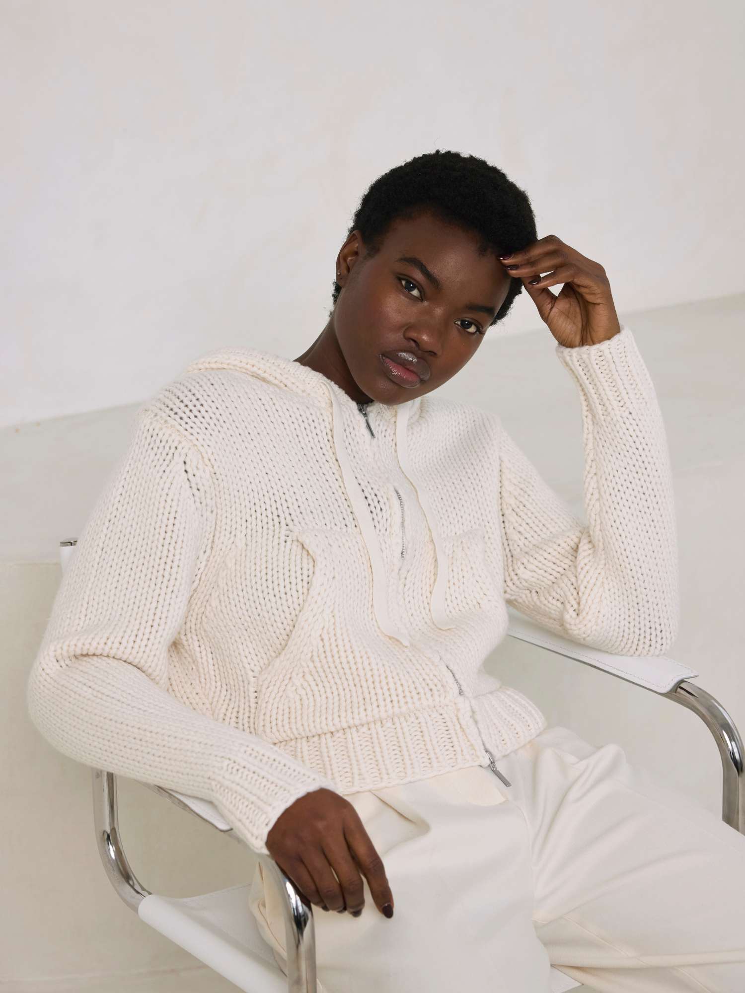 White Label Cashmere Crop Hoodie
