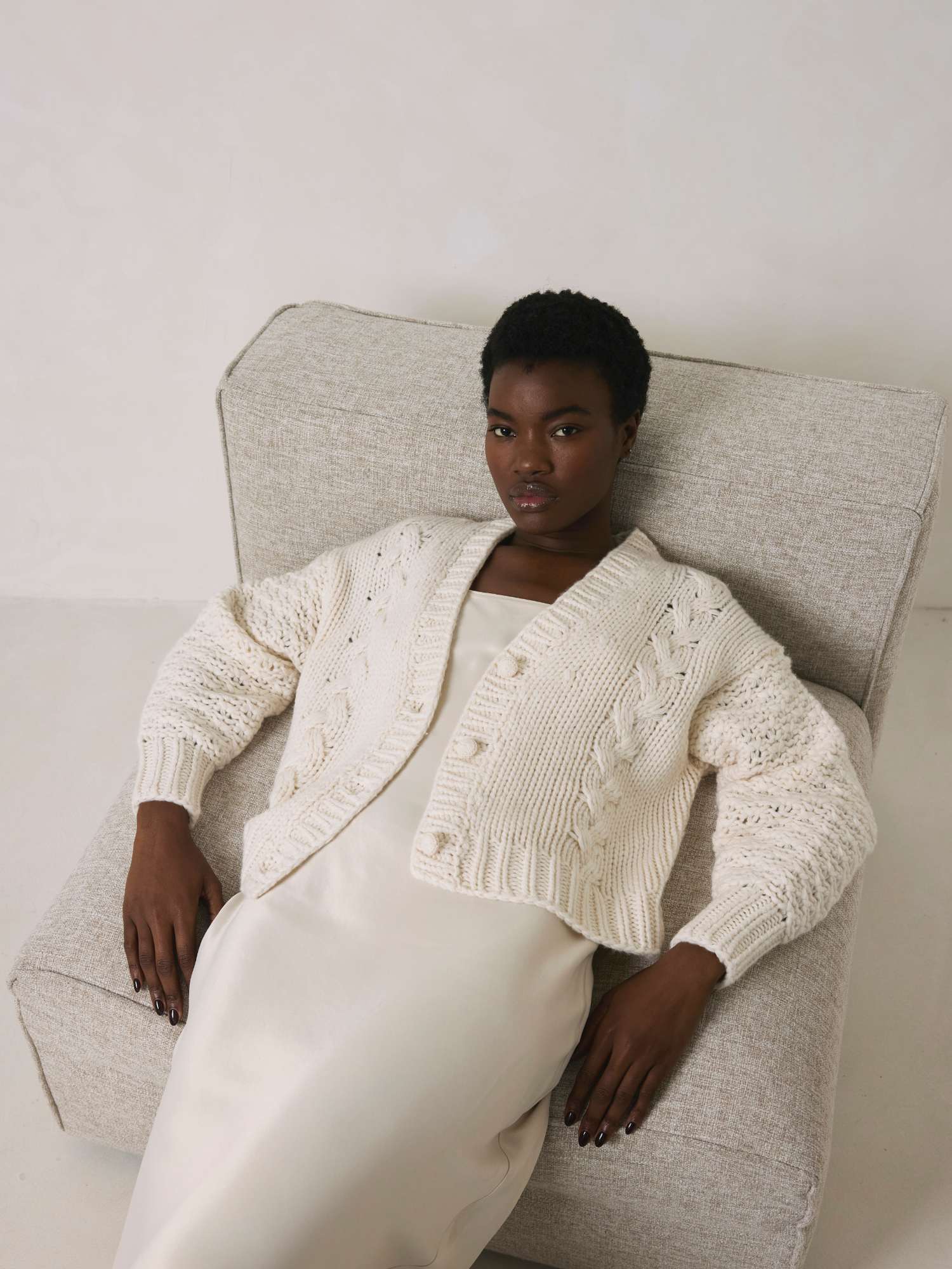 White Label Cable Cashmere Cardigan