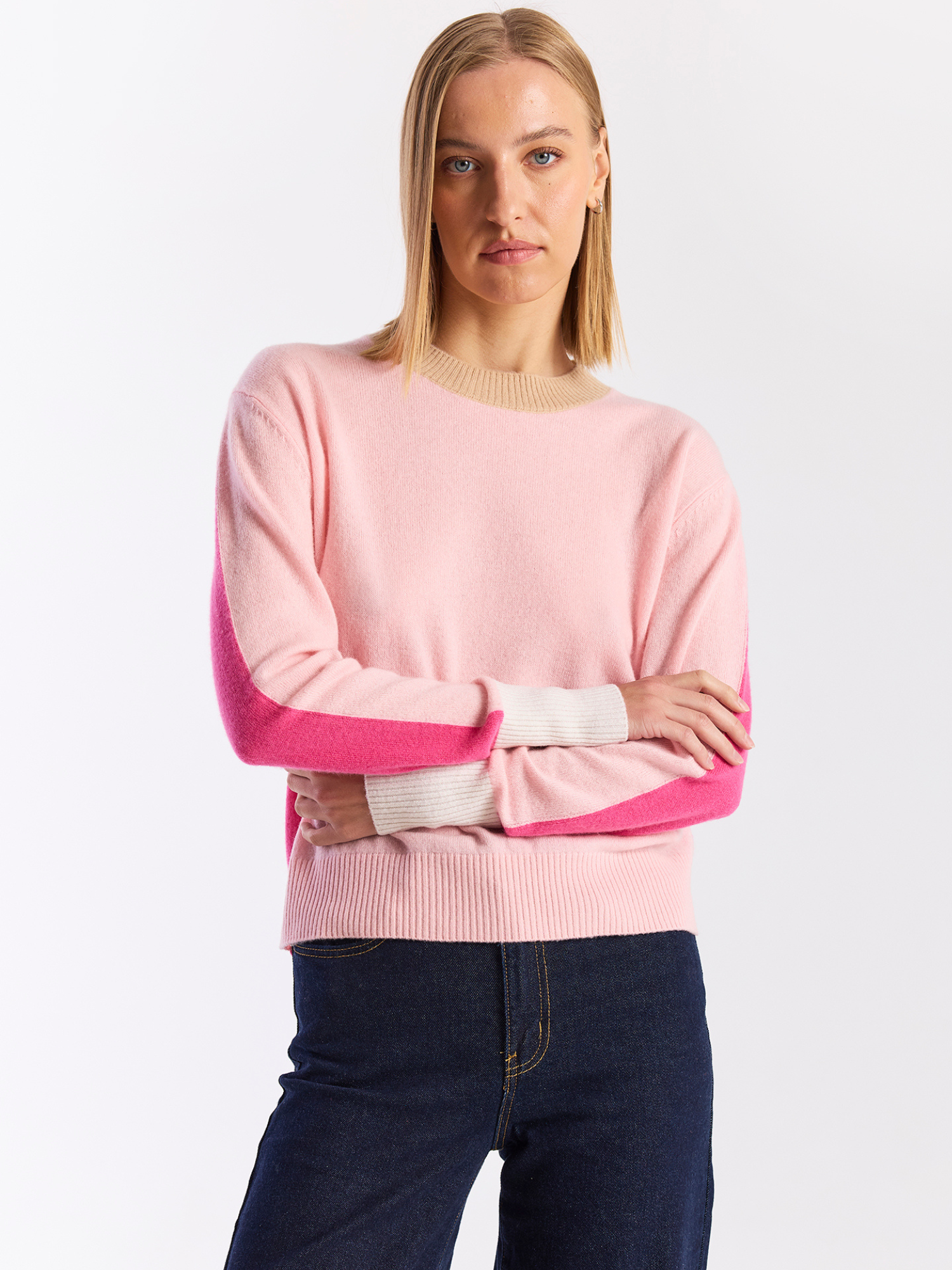 SUMMER COLOURBLOCK CASHMERE CREW