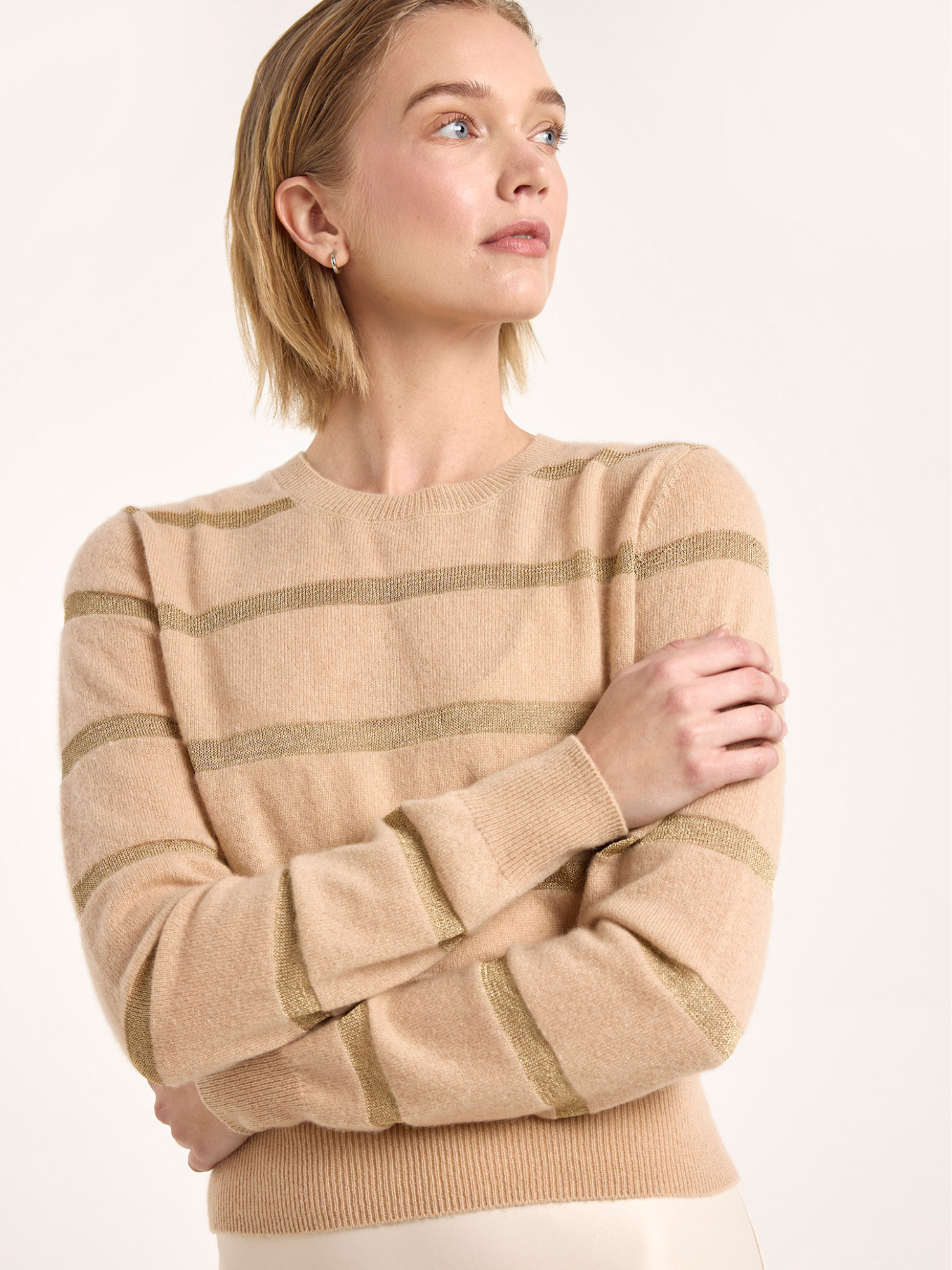SIMONE LUREX STRIPE CREW NECK JUMPER