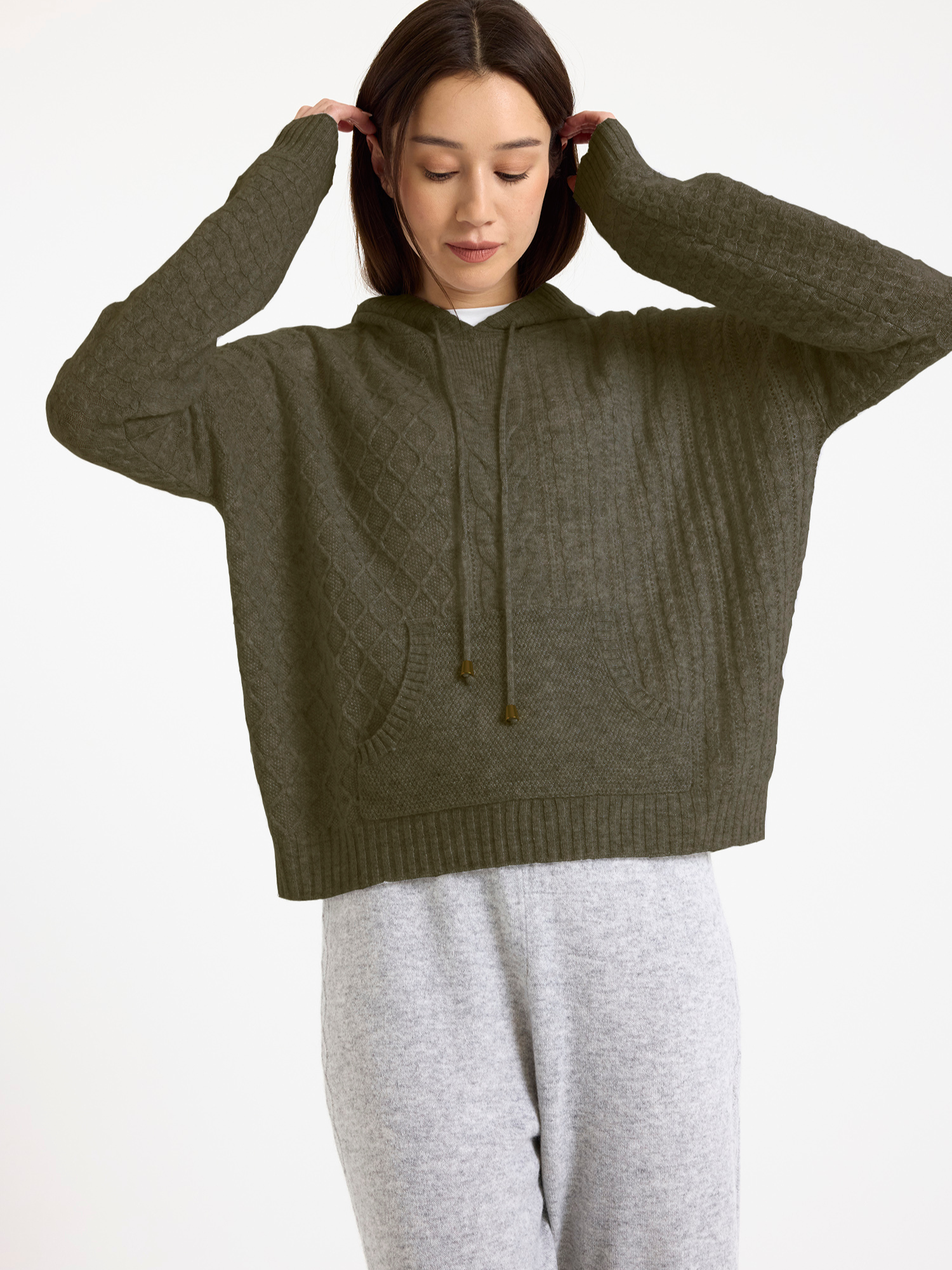 Luxe Cable Cashmere Hoodie