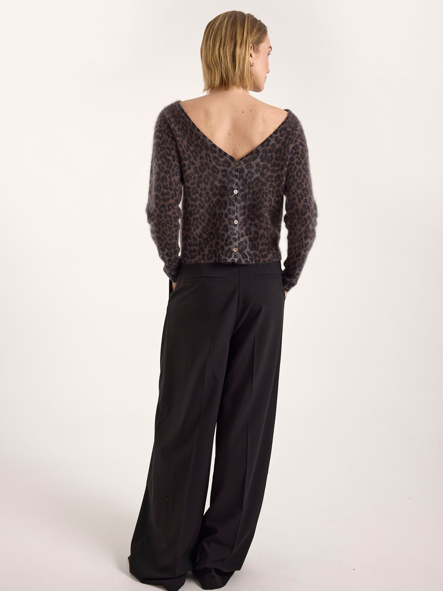 Belle Brushed Leopard Reversible Cashmere Cardigan
