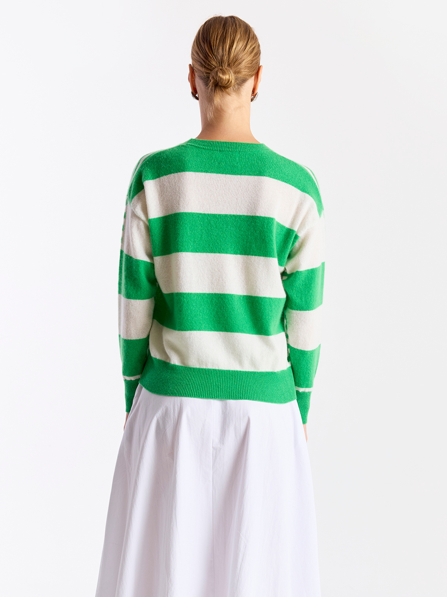 BEACH STRIPE CASHMERE CREW