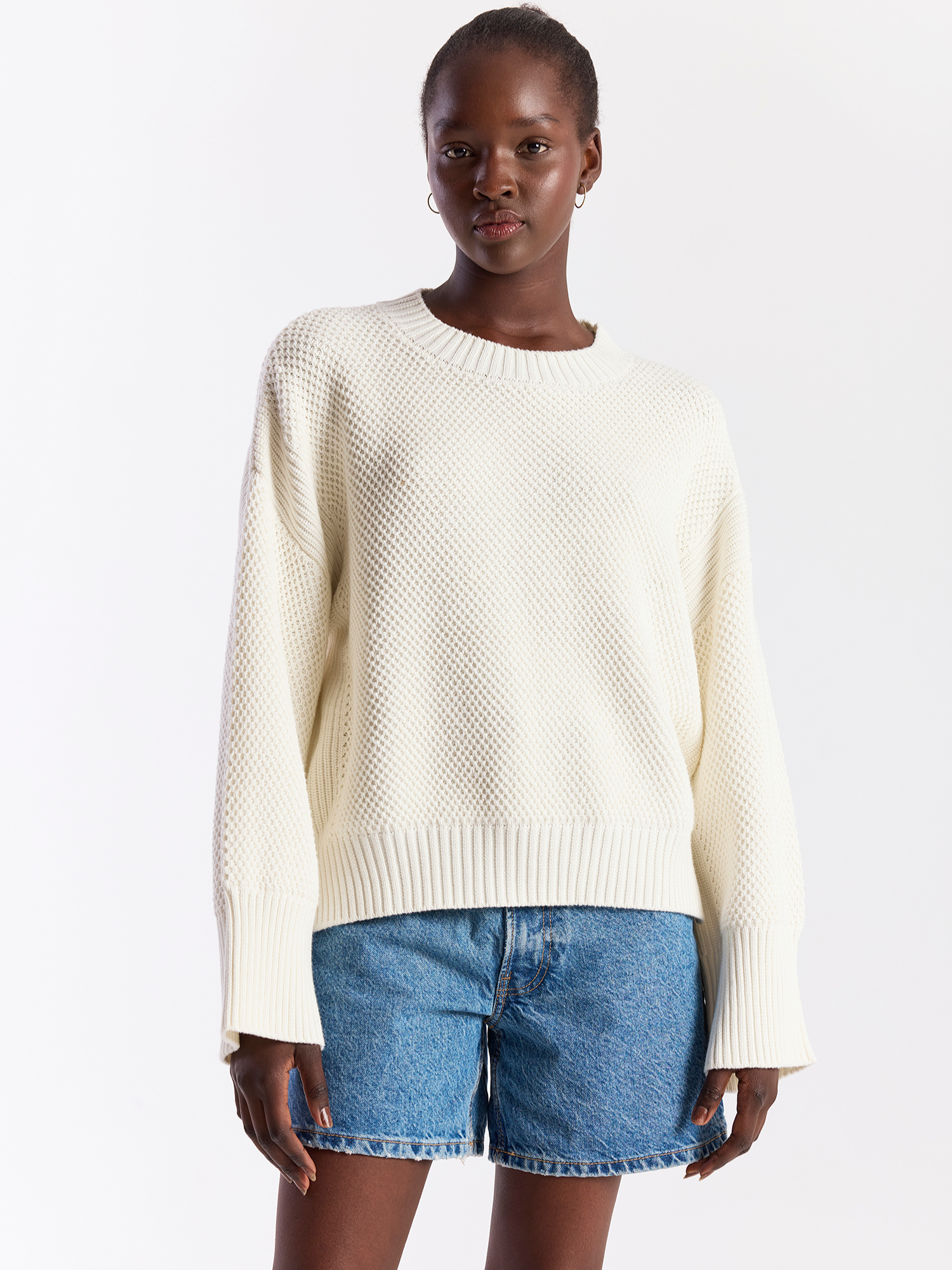 Pointelle Stitch Detail Crew