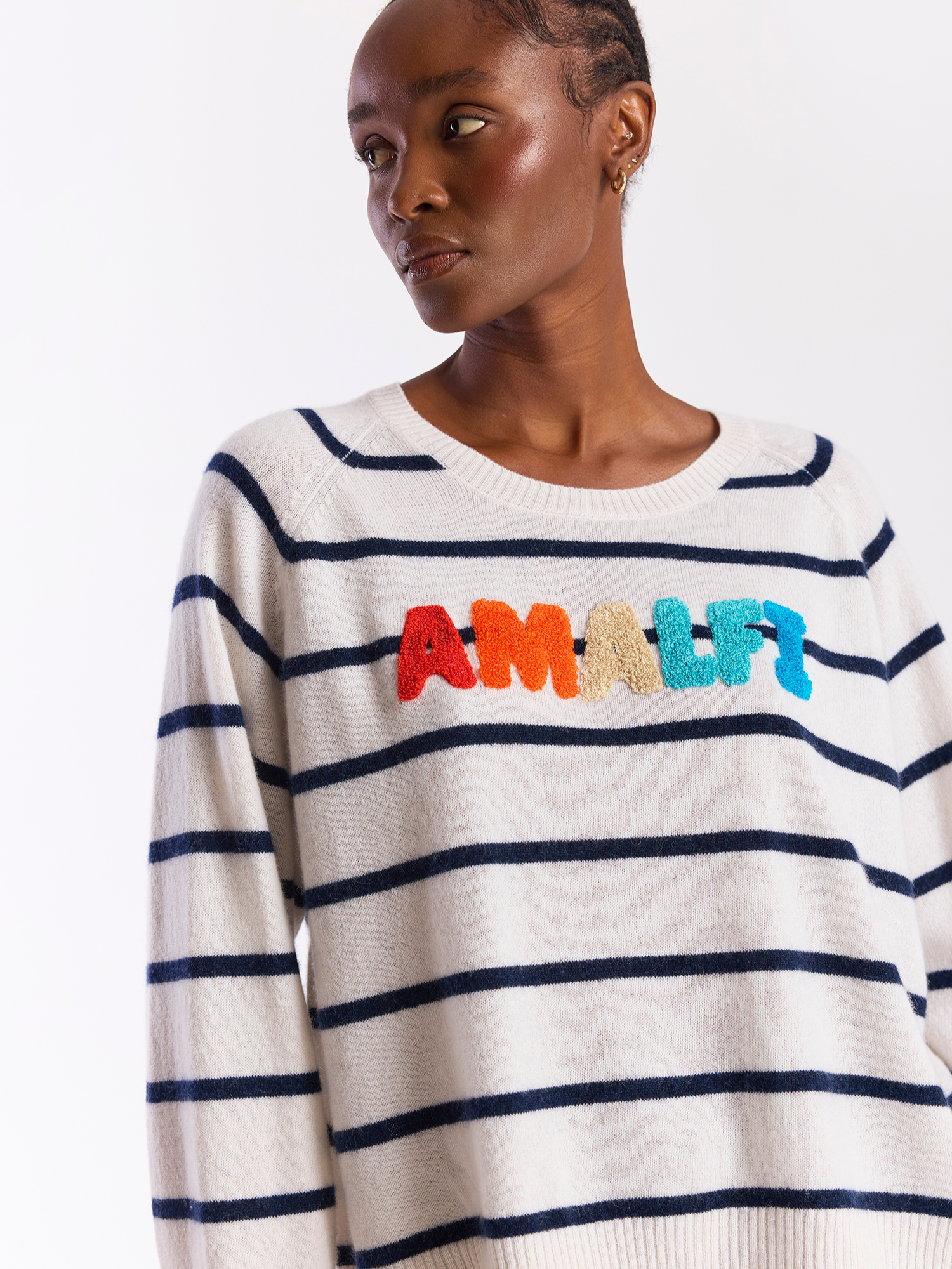 Amalfi Striped Cashmere Crew Neck Jumper