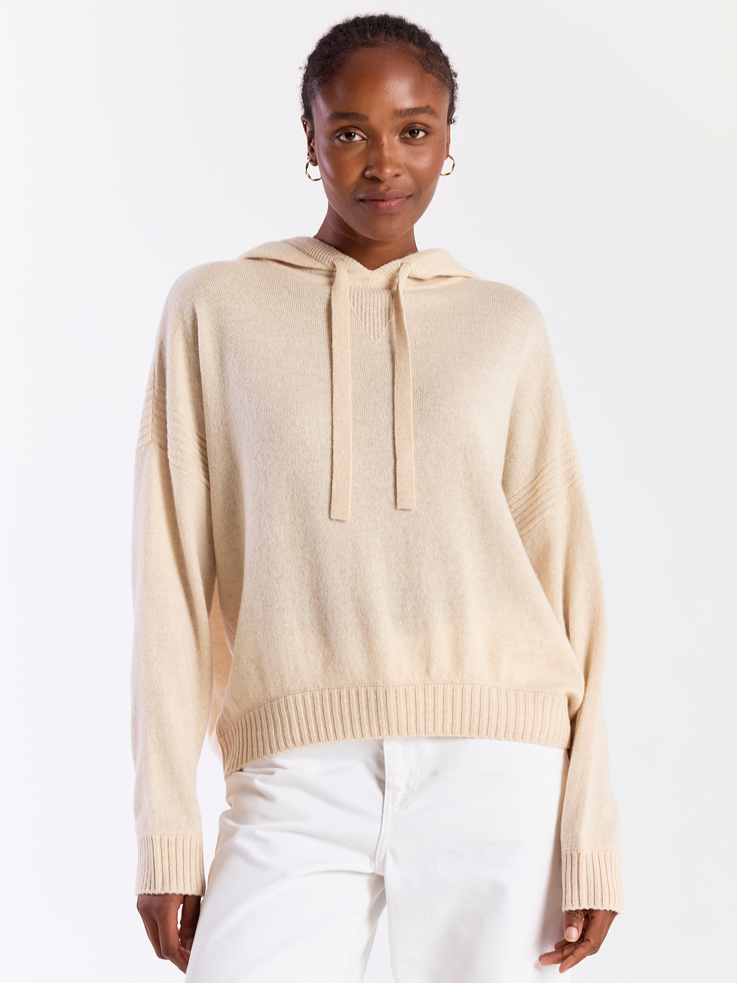 Heather Ribbed Cashmere Hoodie