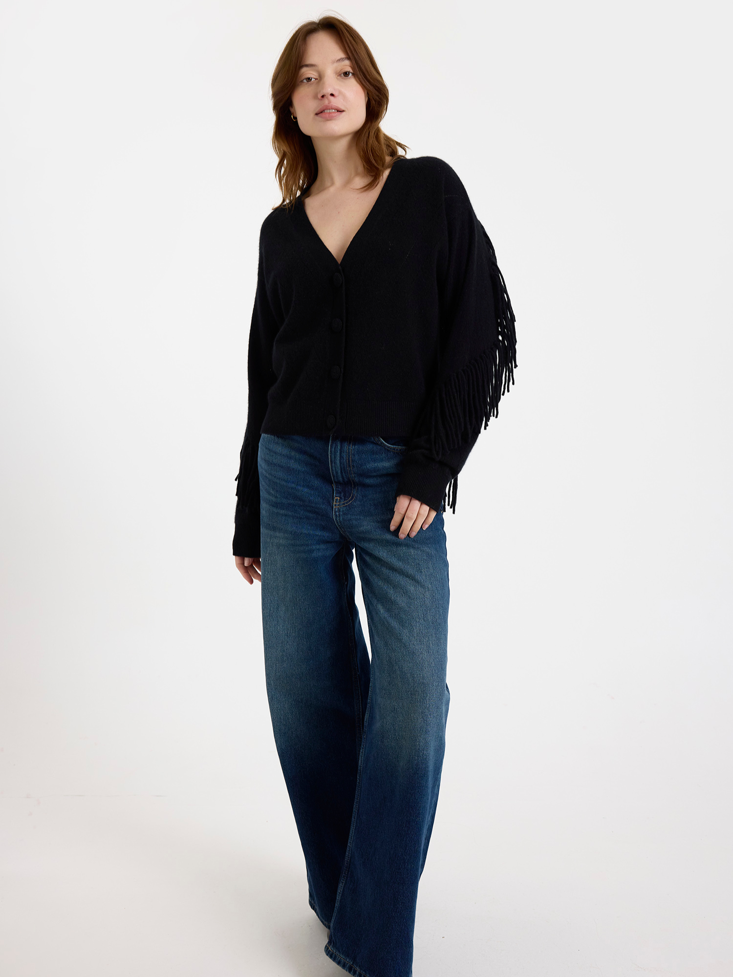 Ashley Cashmere Fringe Cardigan