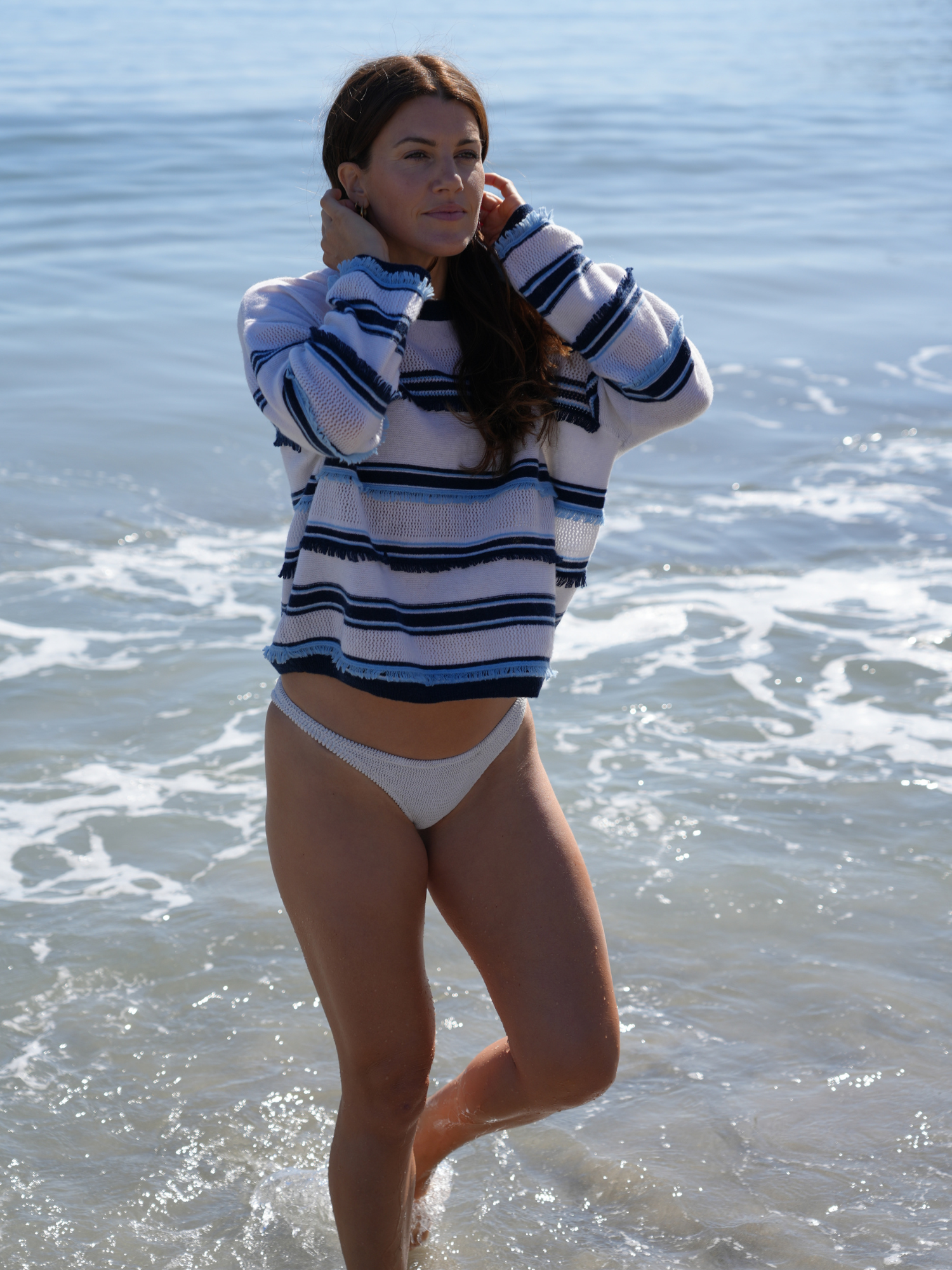 Funky Stripe Cashmere Crew Neck Jumper