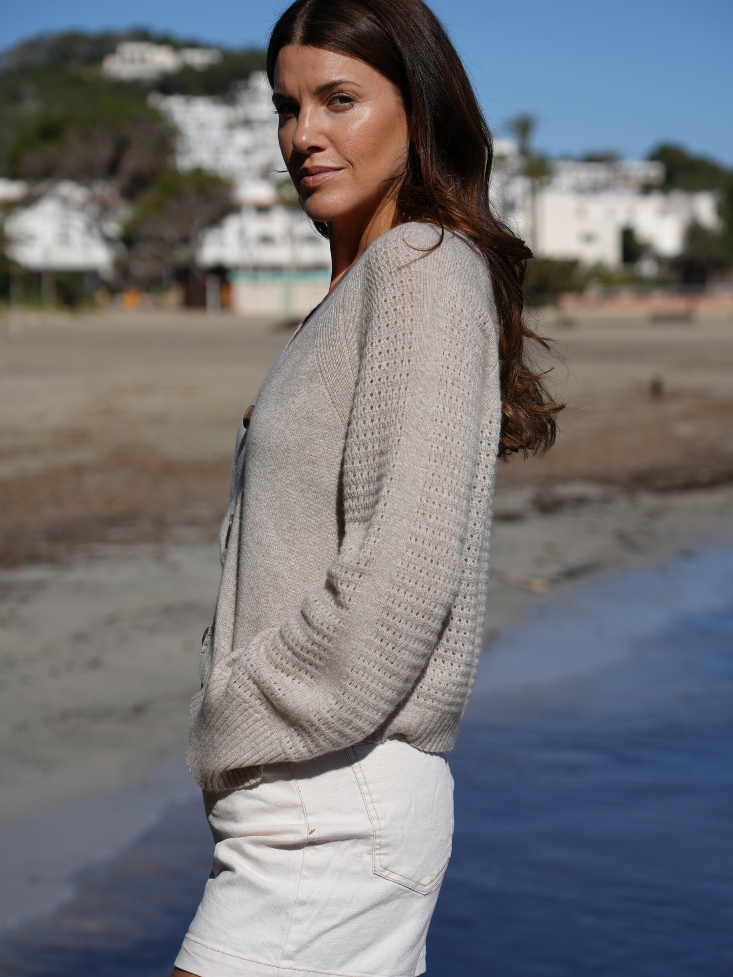 Natalie Deep V Cashmere Cardigan