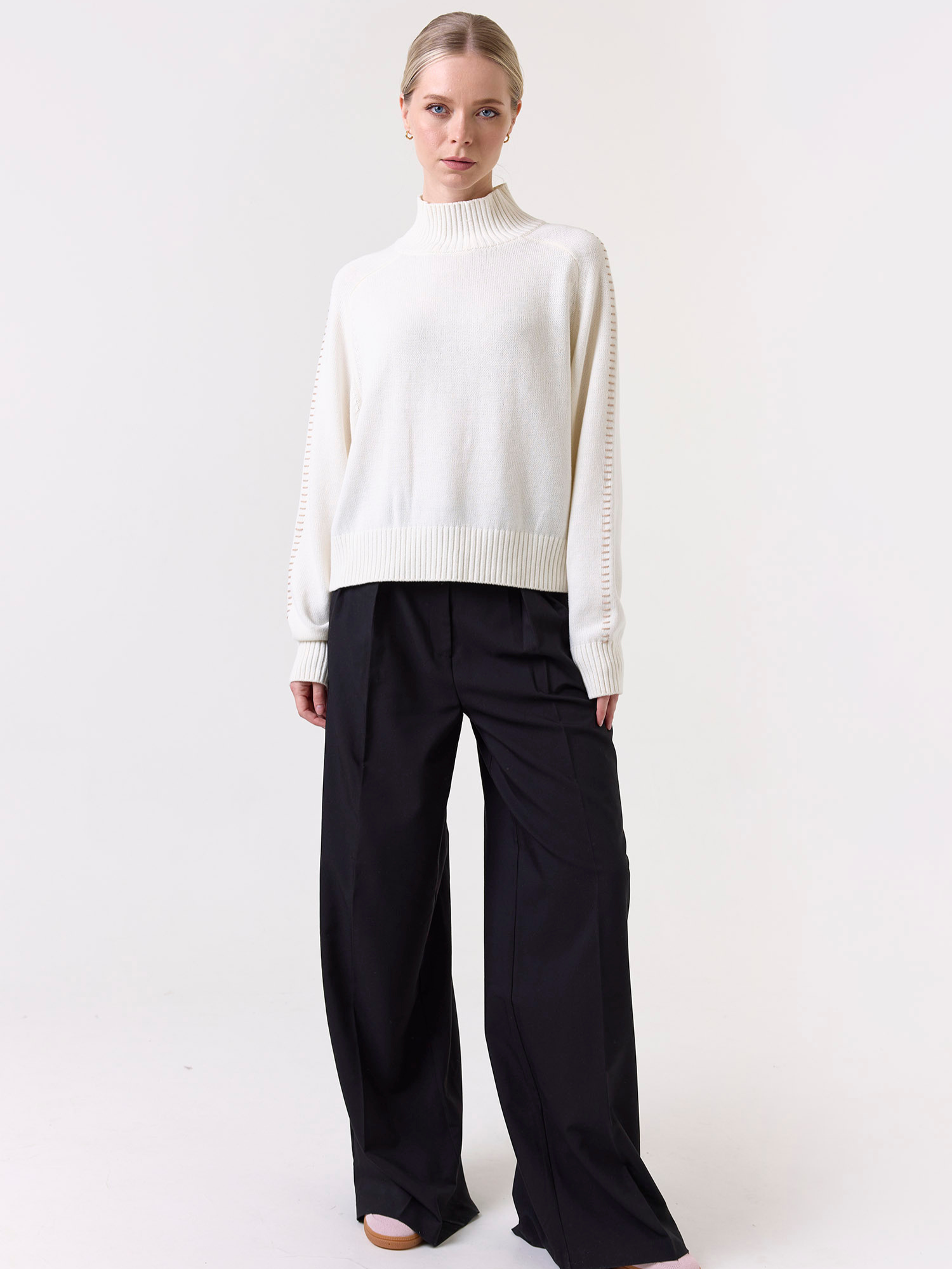 Embroidery Mock Neck