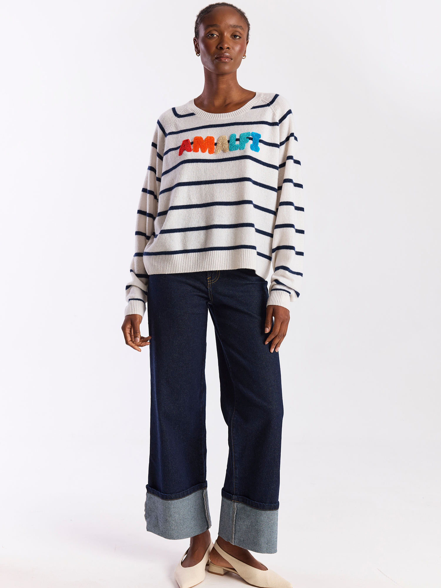 Amalfi Striped Cashmere Crew Neck Jumper