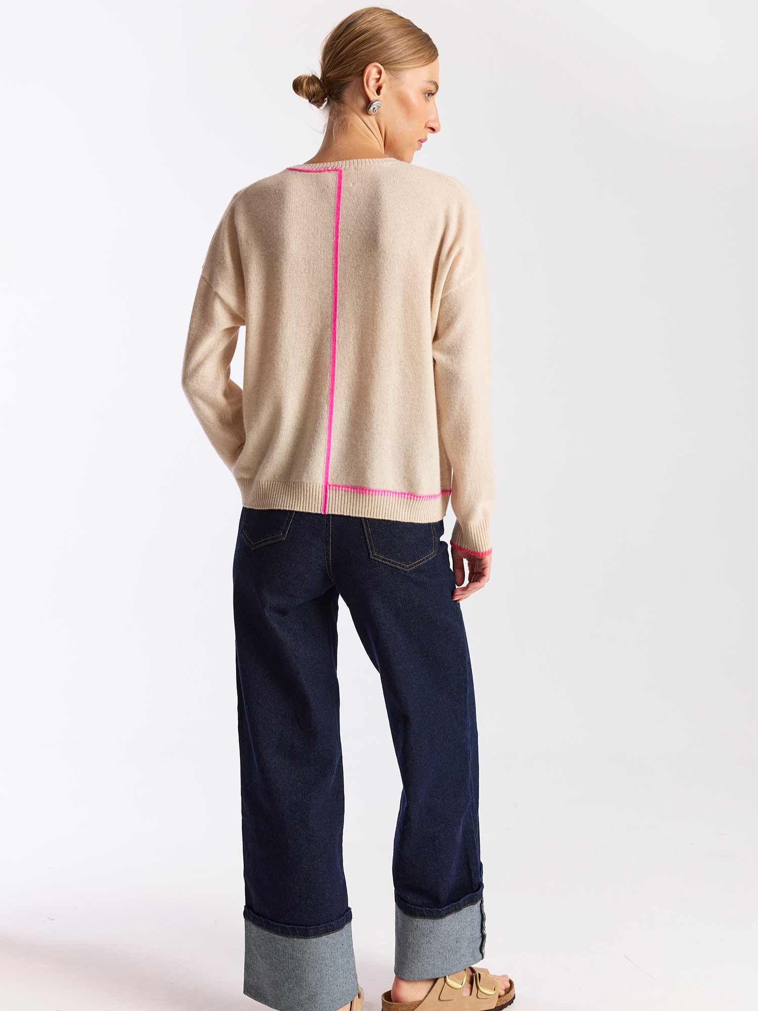 Palm Pocket Cashmere Crew Sweater