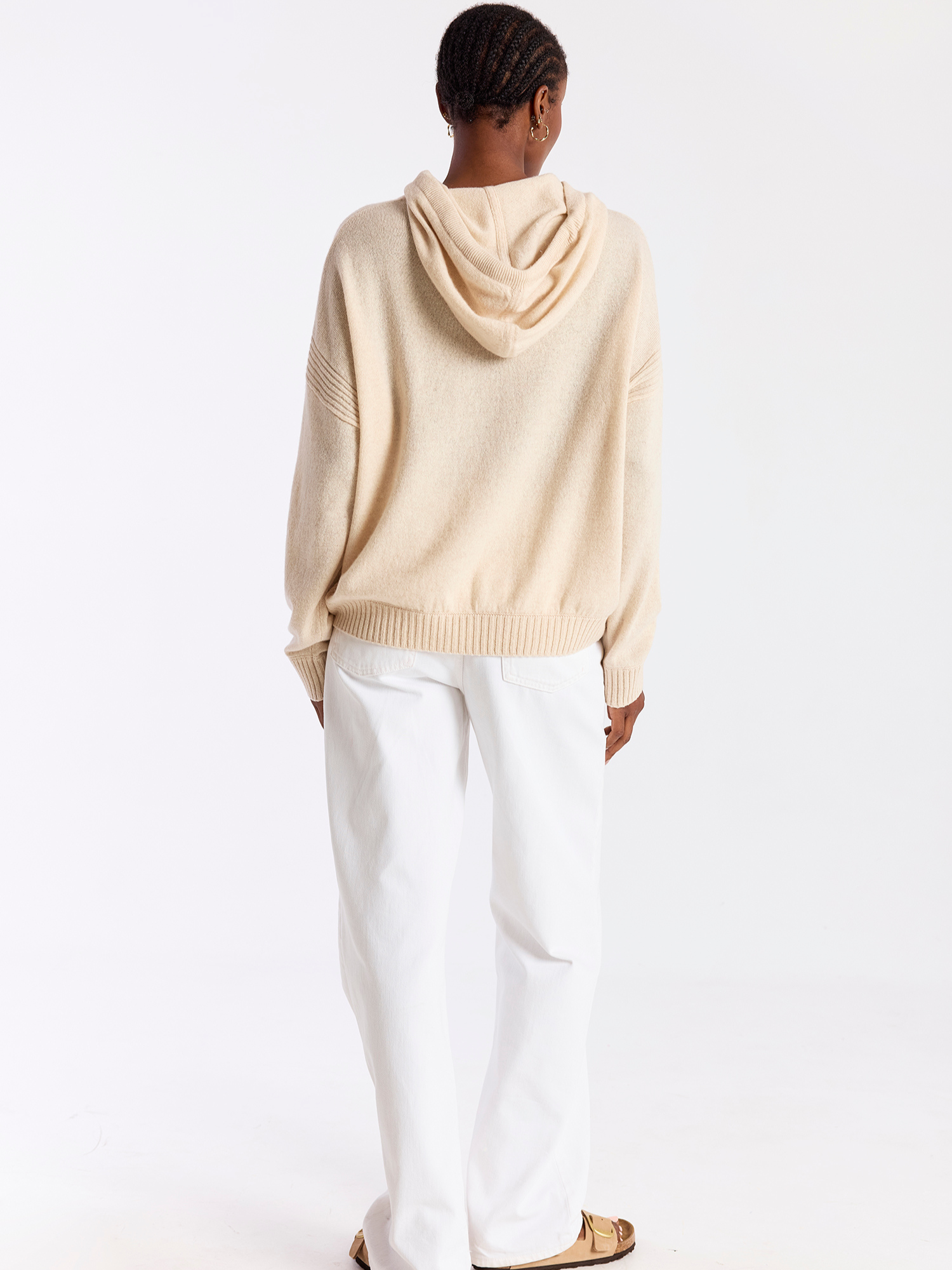 Heather Ribbed Cashmere Hoodie