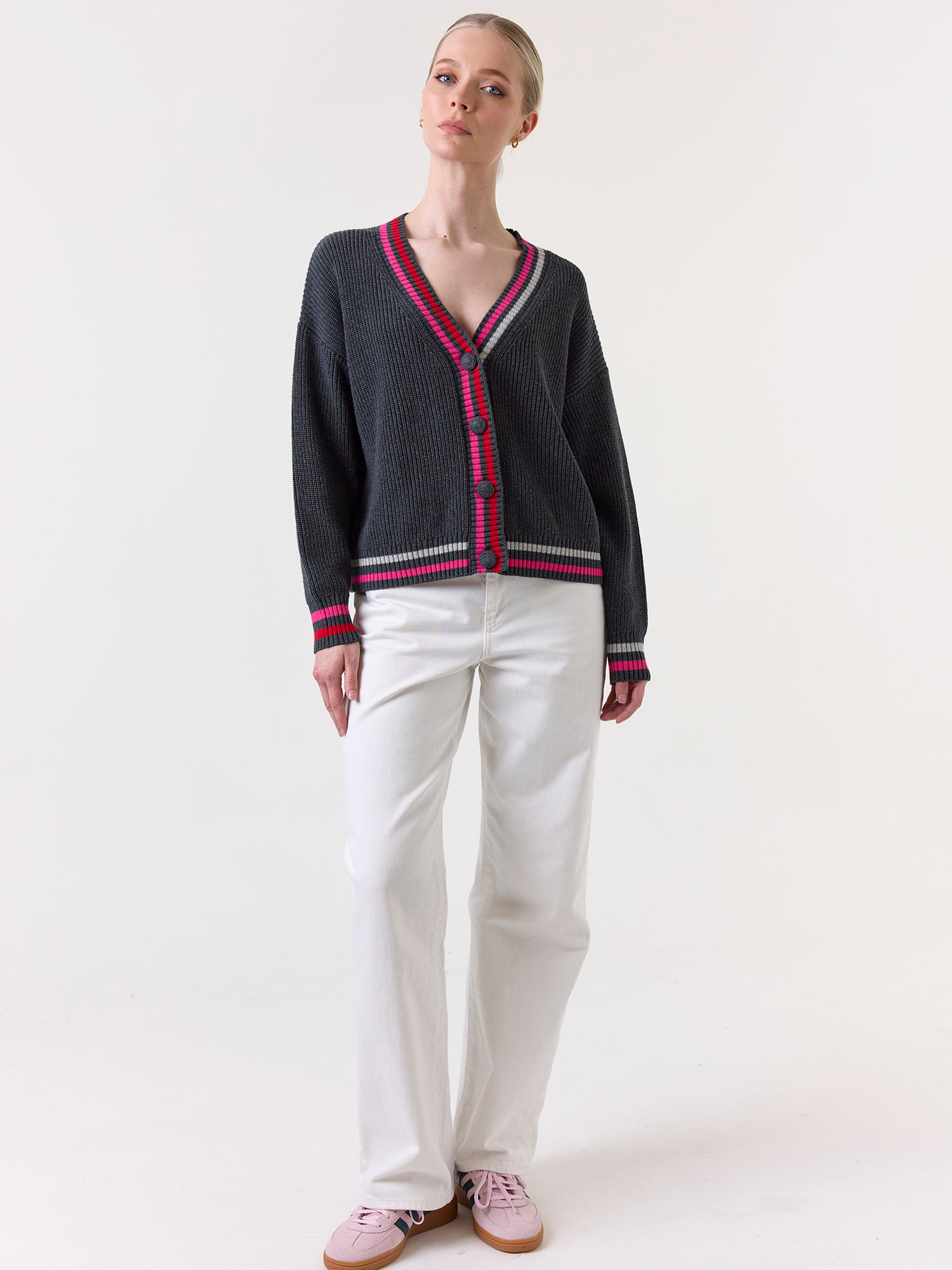 Vivienne Stripe Trim Cardigan