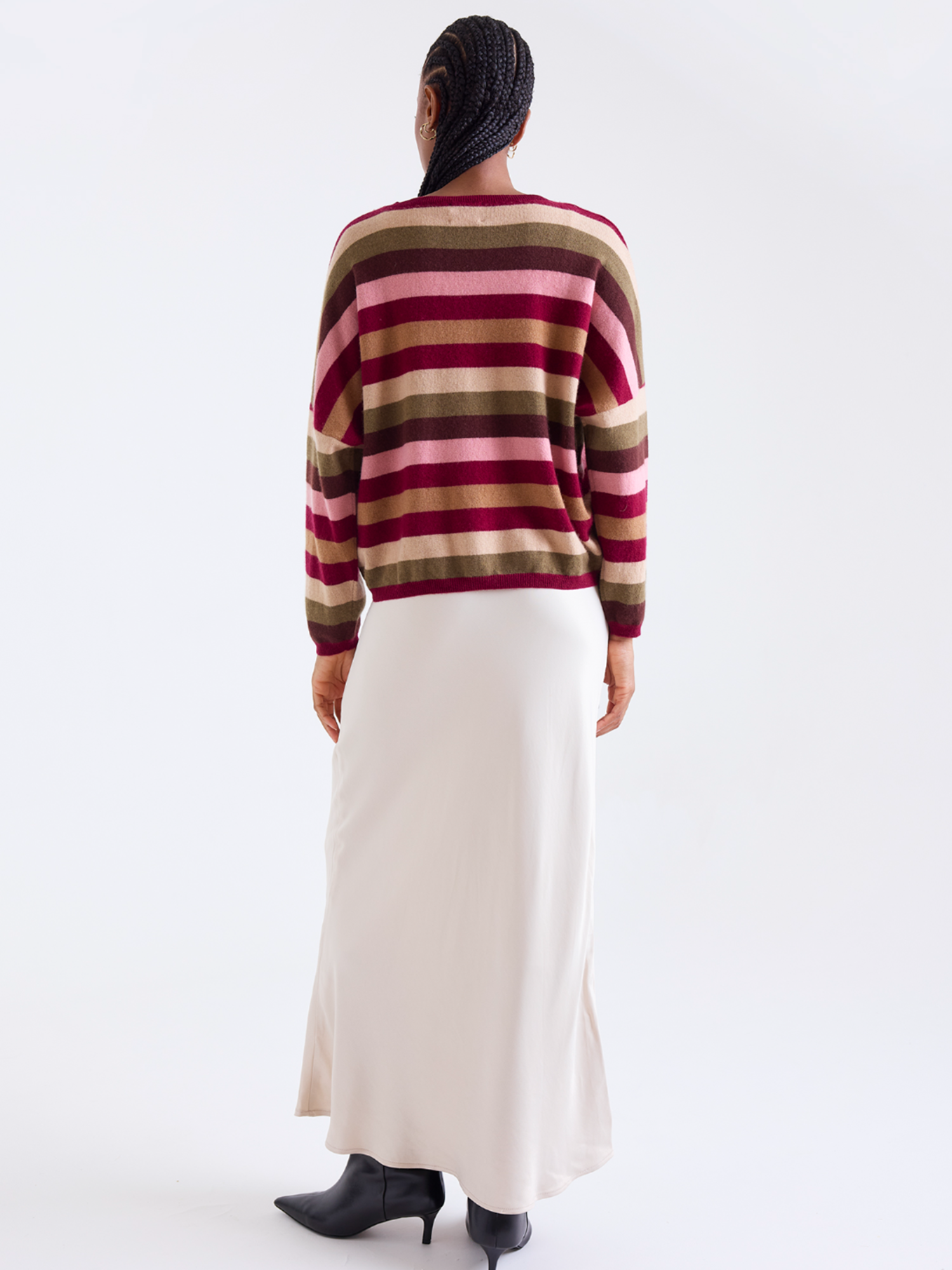 Stripe Up Cashmere Crew Neck Jumper