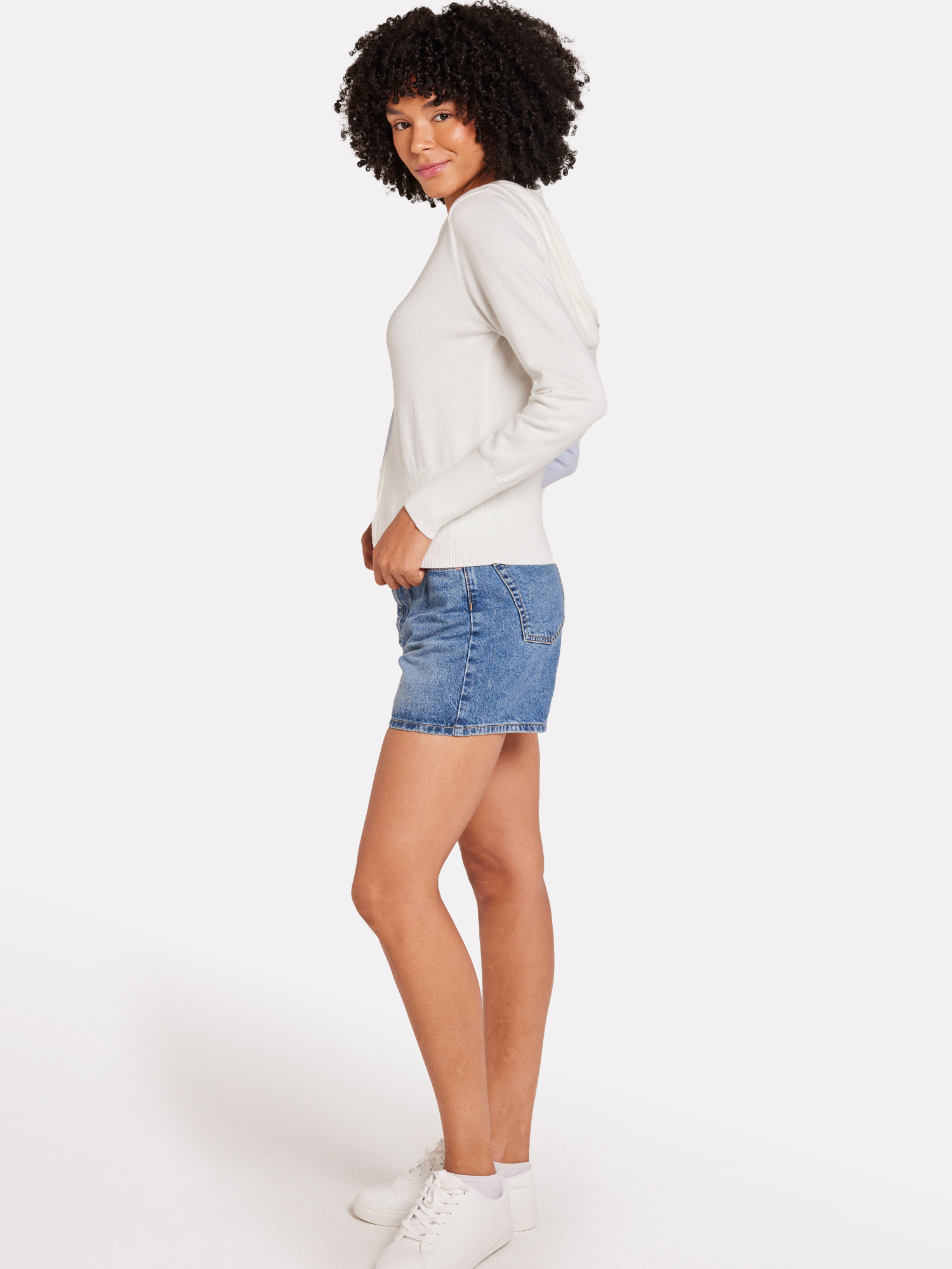 HALF AND HALF FITTED HOODIE