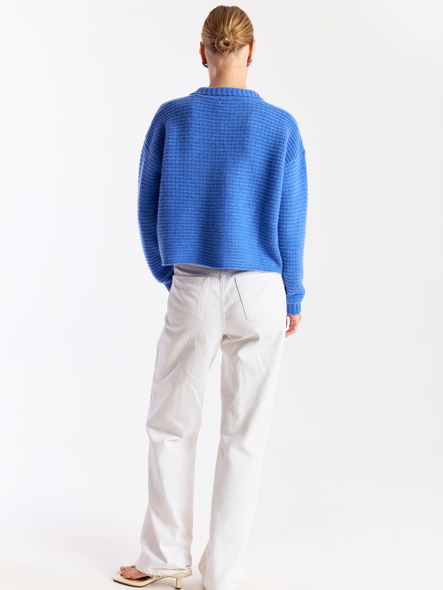 Ottoman Open Stitch Polo Cashmere Cardigan