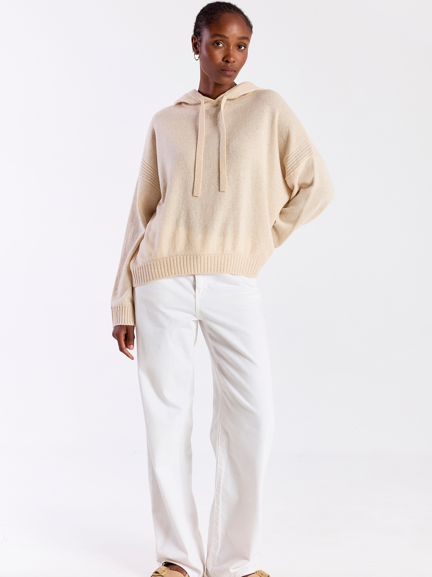 Heather Ribbed Cashmere Hoodie