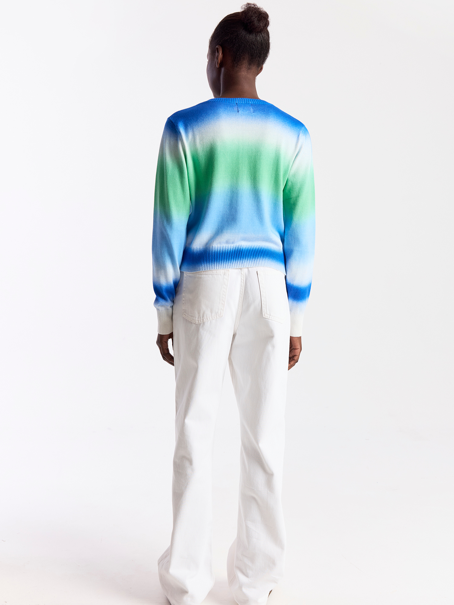 Blurred Stripe V Neck Sweater