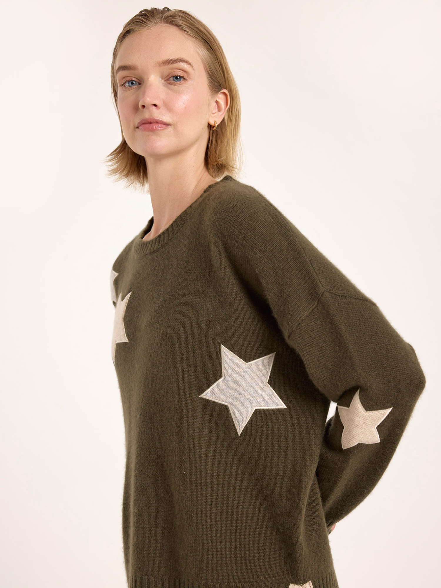 Perrie Patch Star Cashmere V Neck Jumper