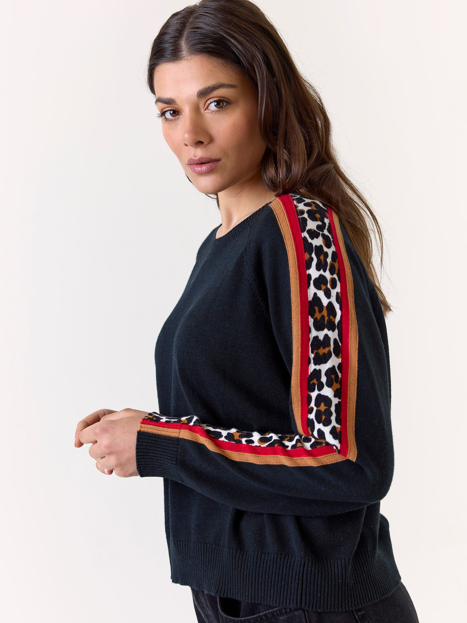 Pop Stripe Leopard Crew