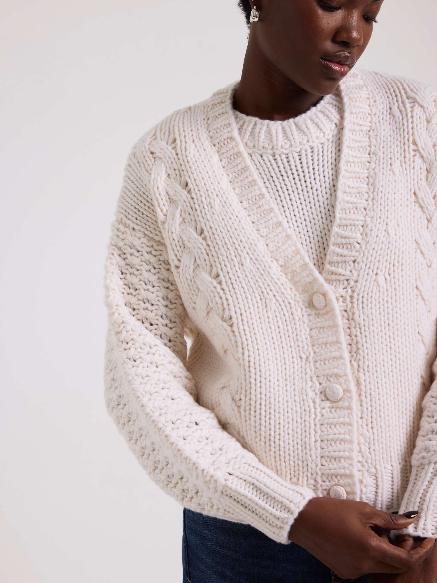 White Label Cable Cashmere Cardigan