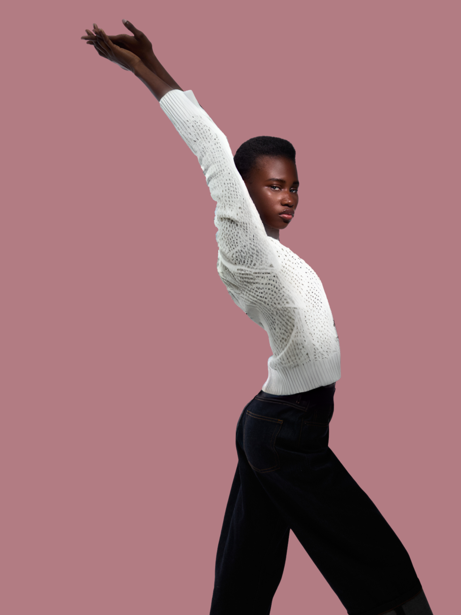 Diamond Pointelle Crew Neck Jumper