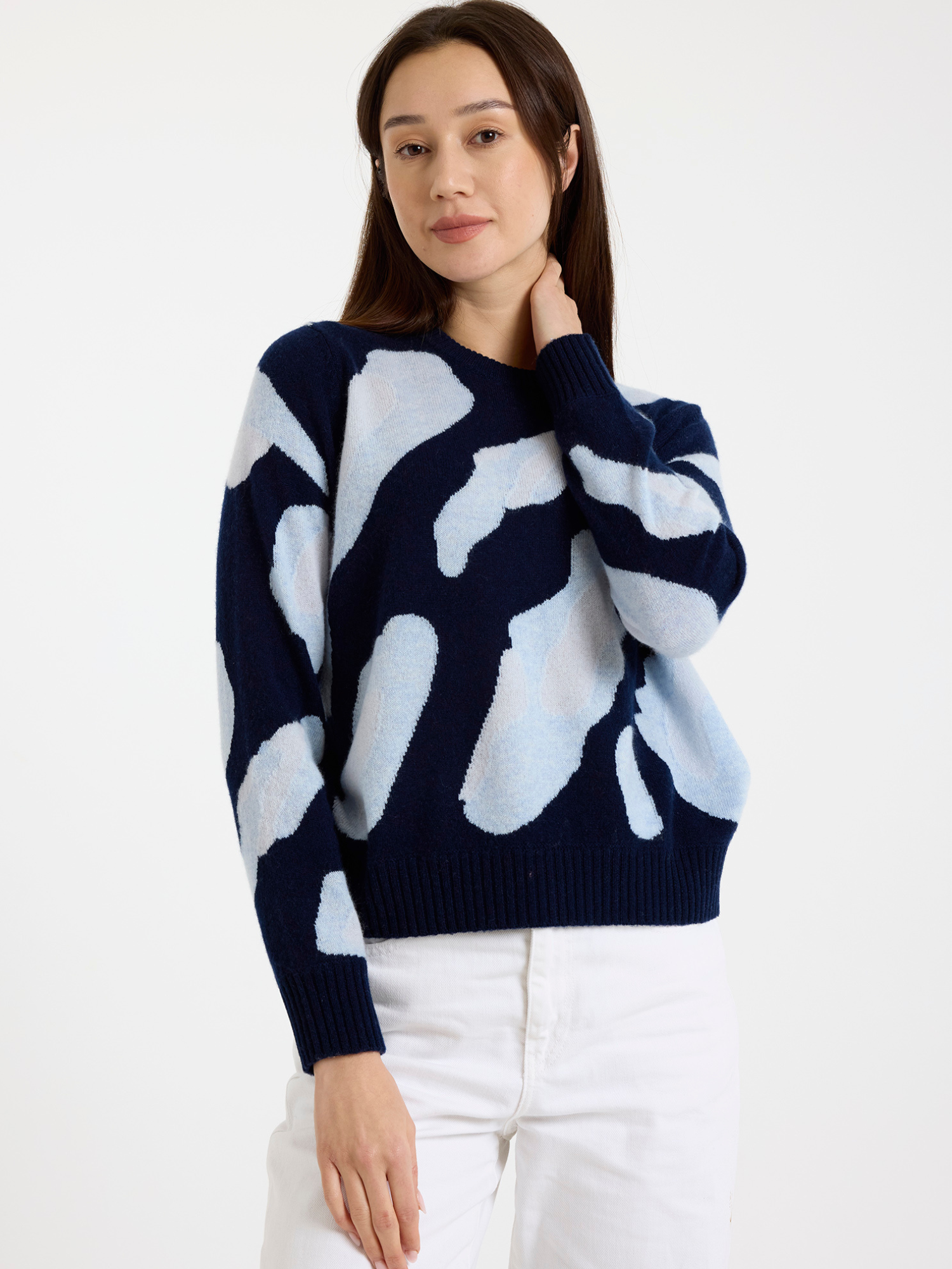 Abstract Leopard Cashmere Crew Neck Jumper