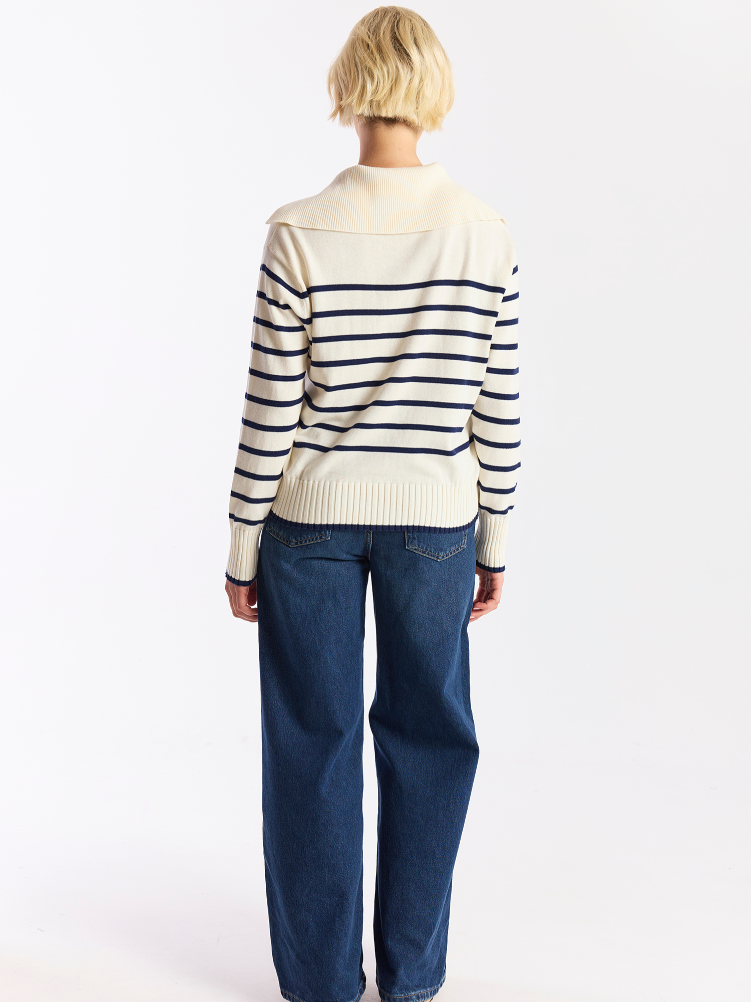Stripe Lace Up Knit Jumper