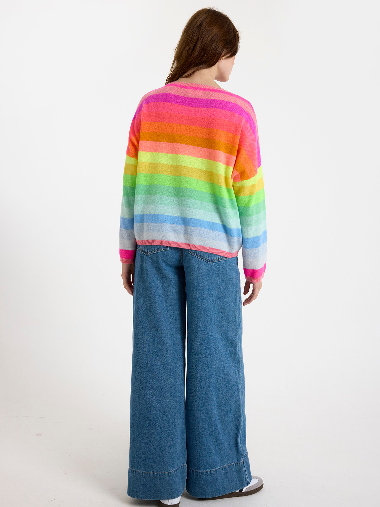 Stripe Up Cashmere Crew Neck Jumper
