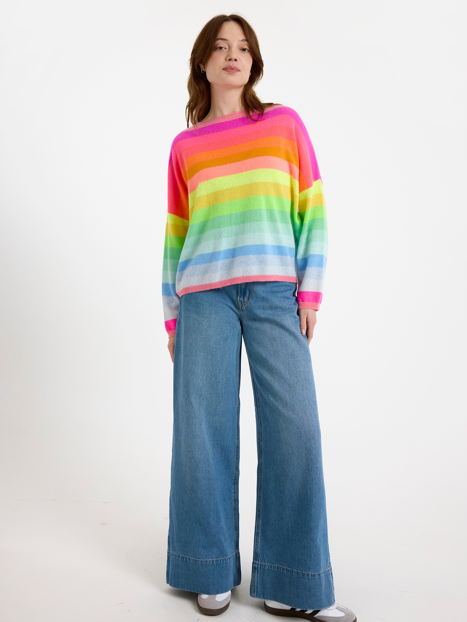 Stripe Up Cashmere Crew Neck Jumper