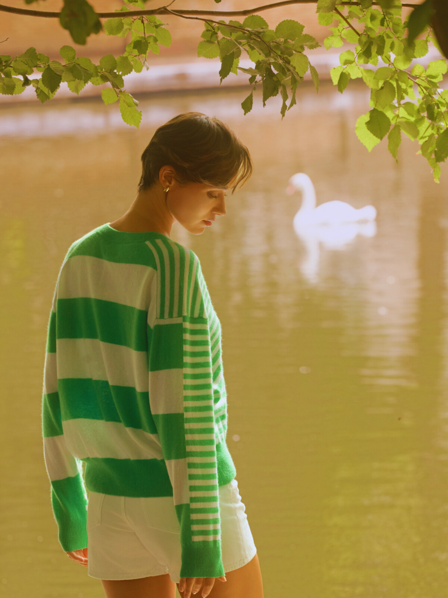 Beach Stripe Cashmere Cardigan