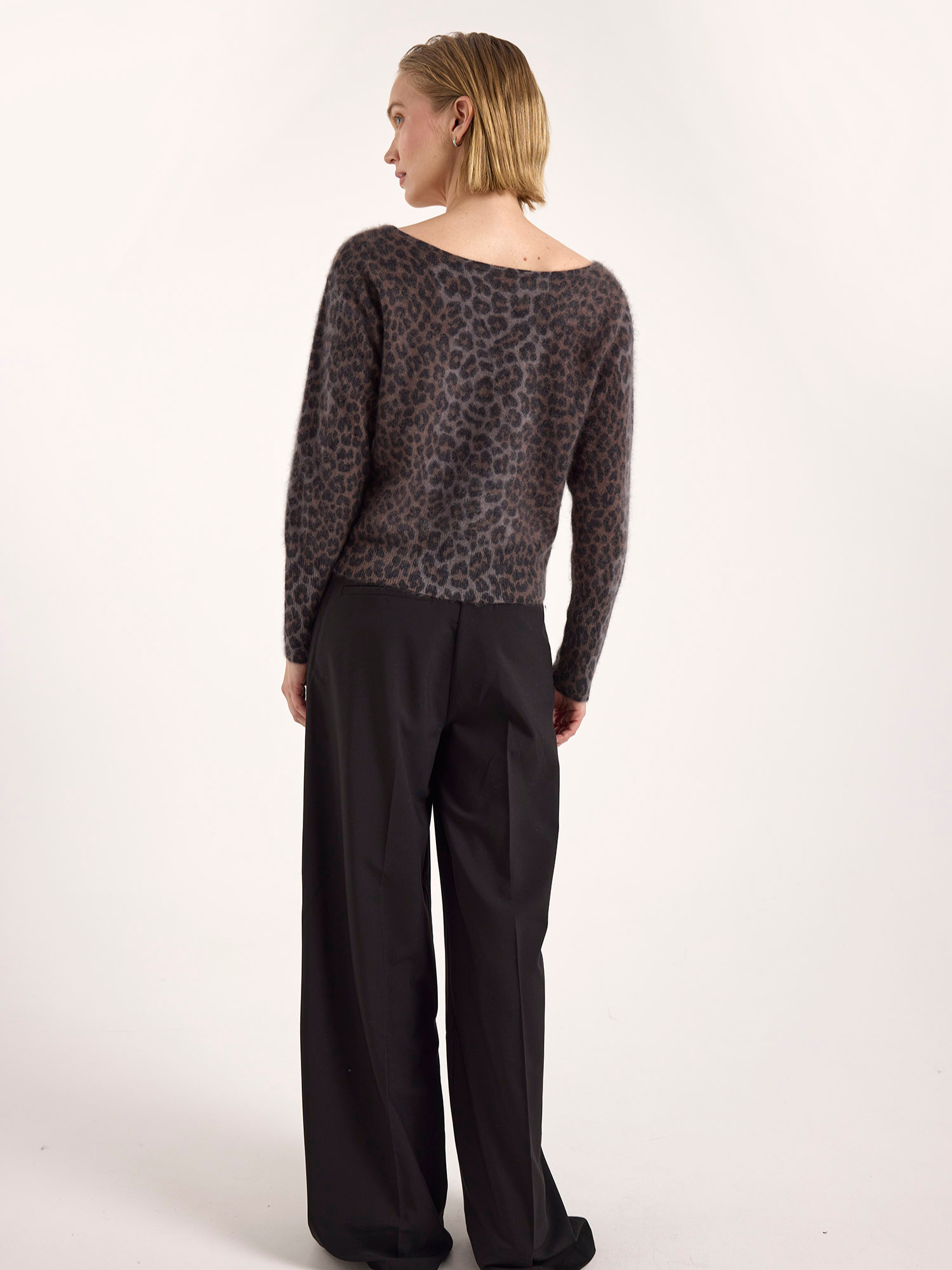Belle Brushed Leopard Reversible Cashmere Cardigan