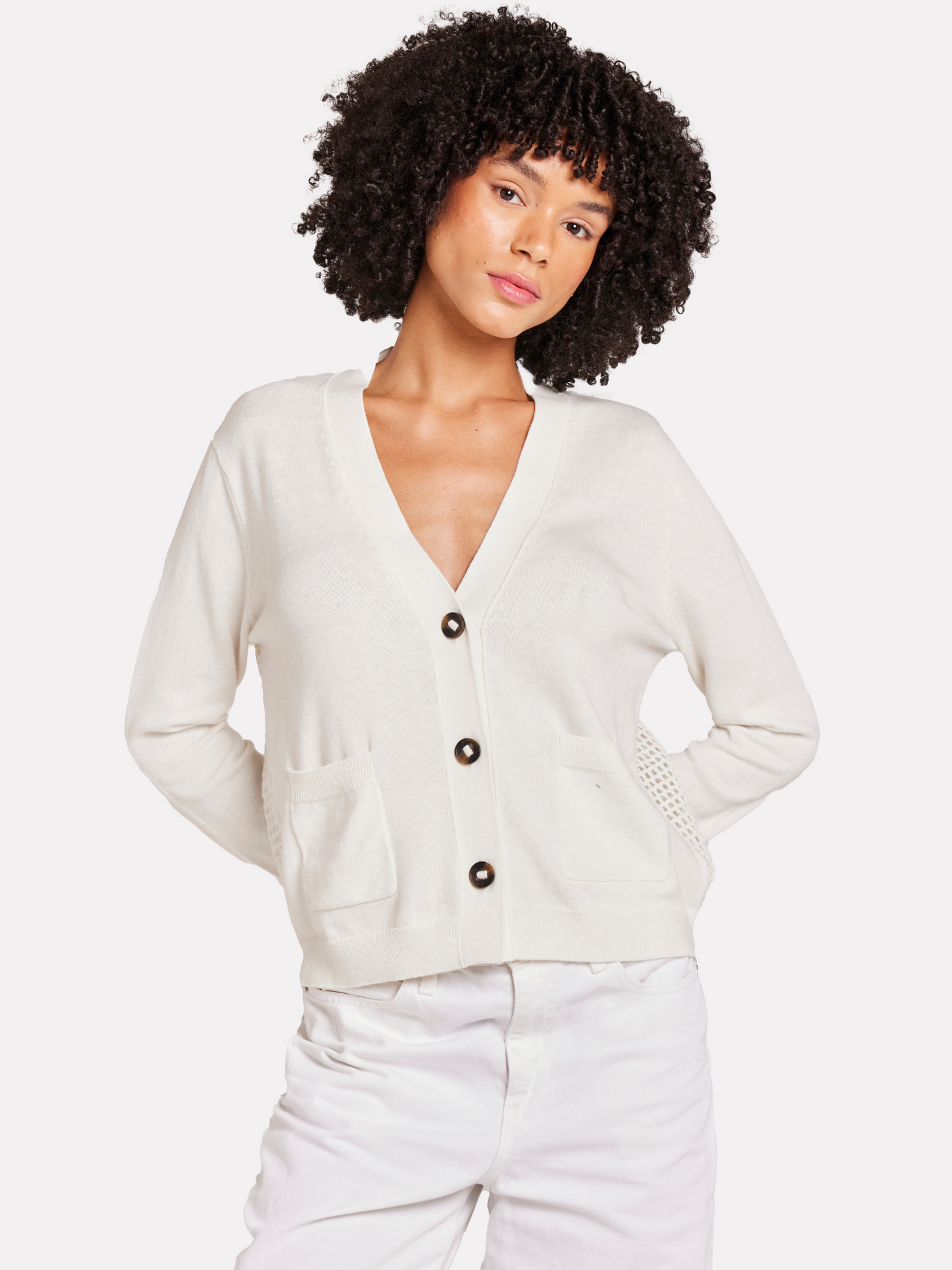 Floral Pointelle Back Cardigan