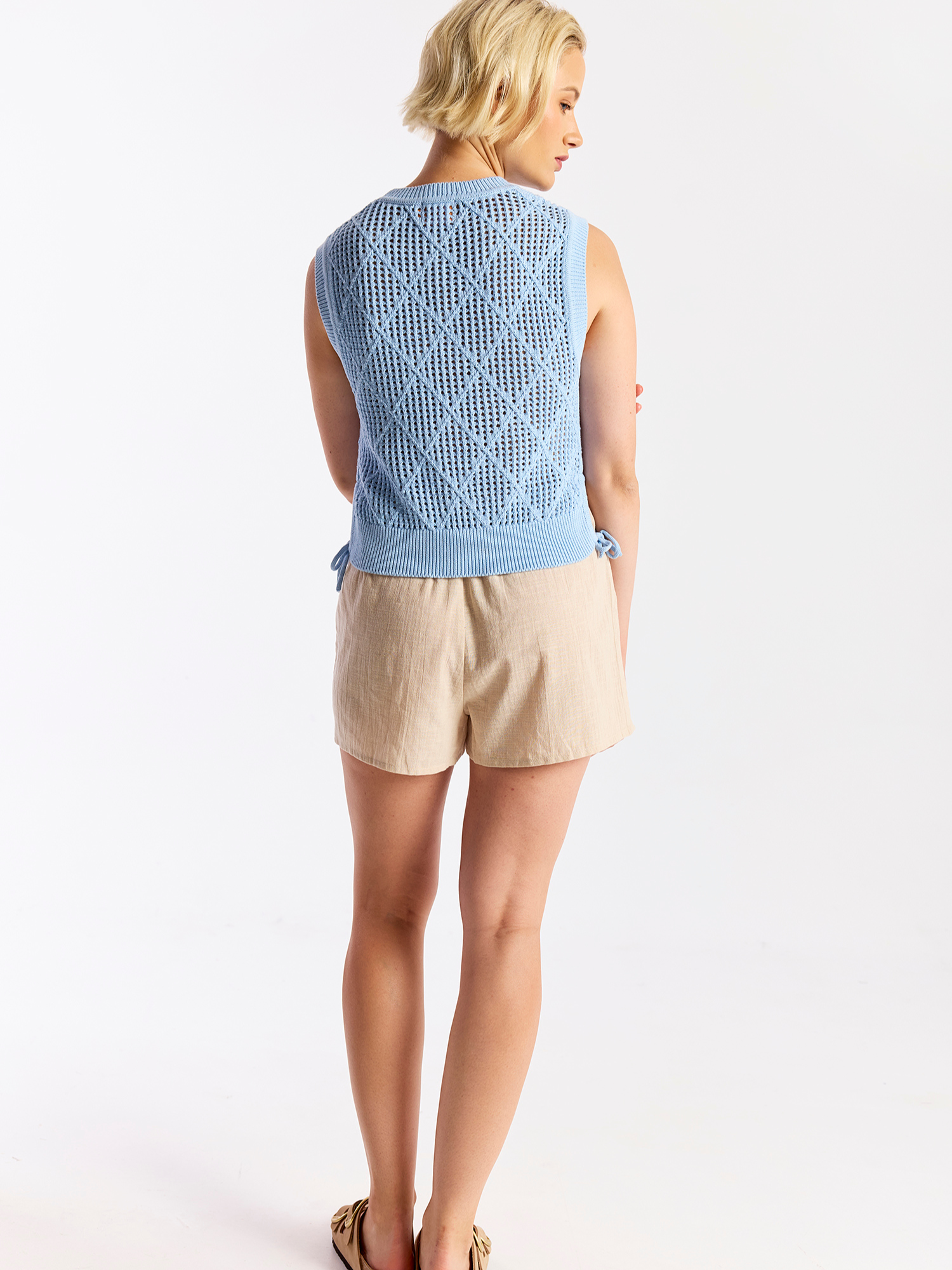 Tie Detail Diamond Vest