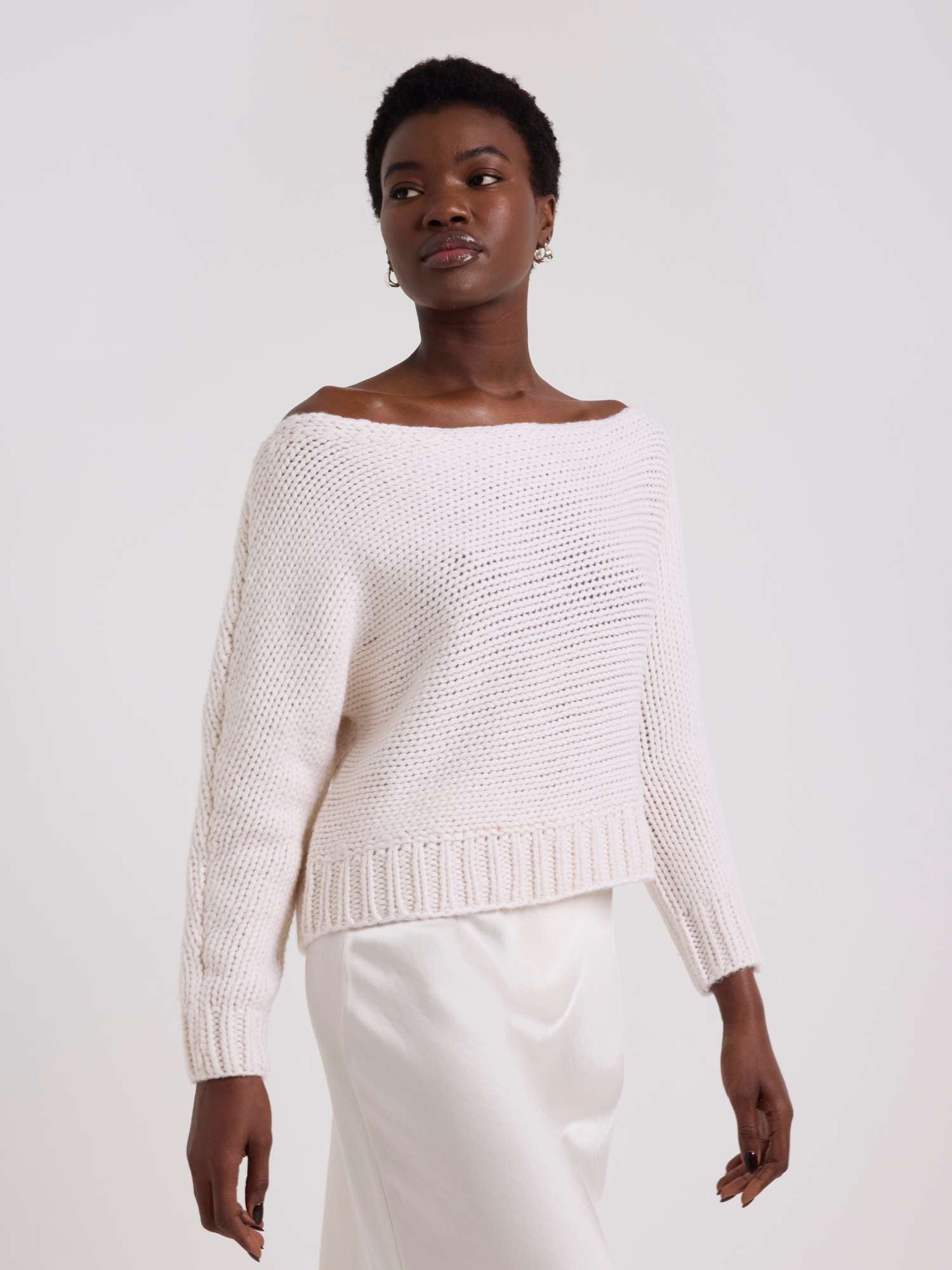 White Label Slash Neck Cashmere Jumper