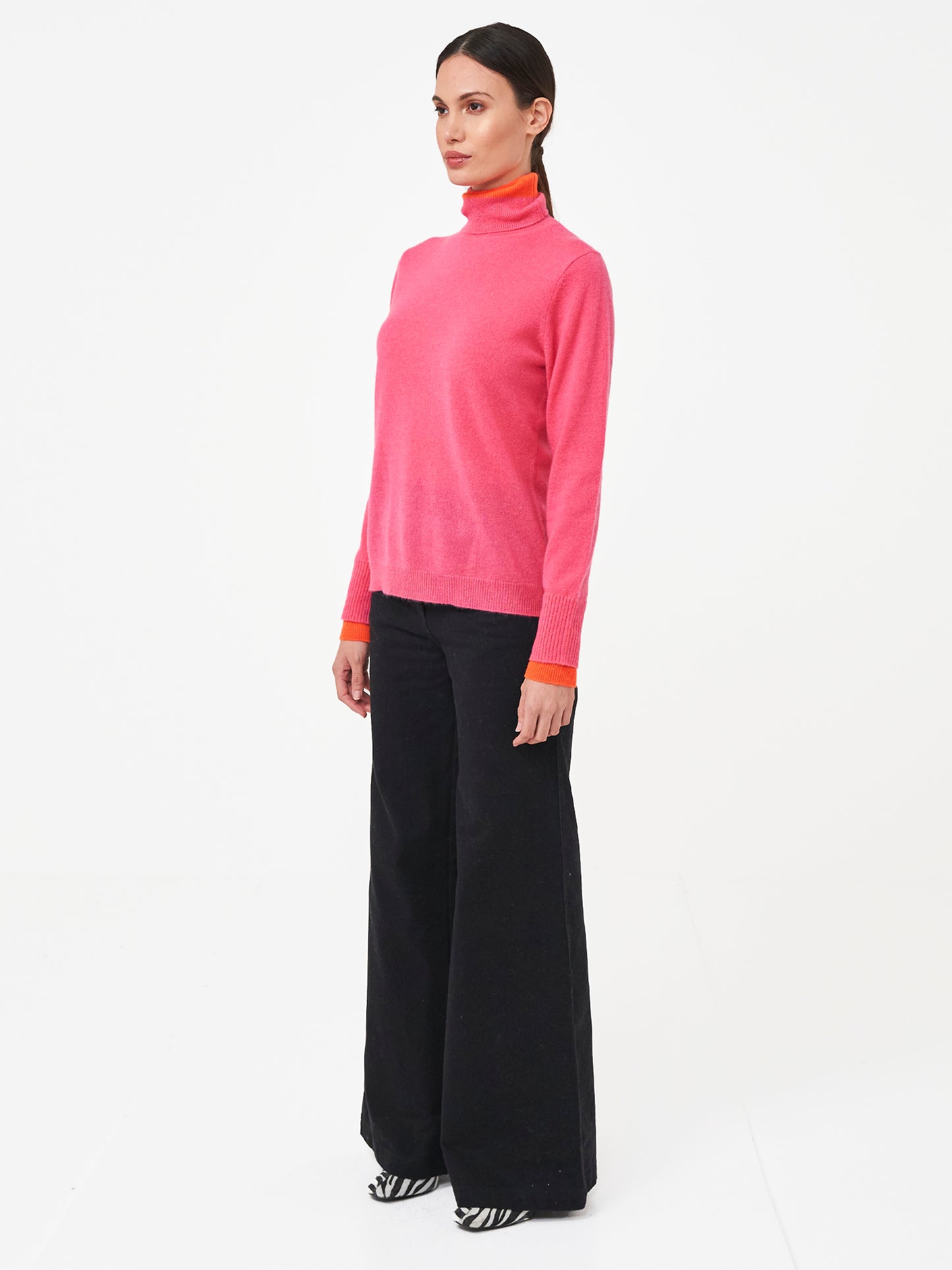 Contrast Roll Neck Jumper