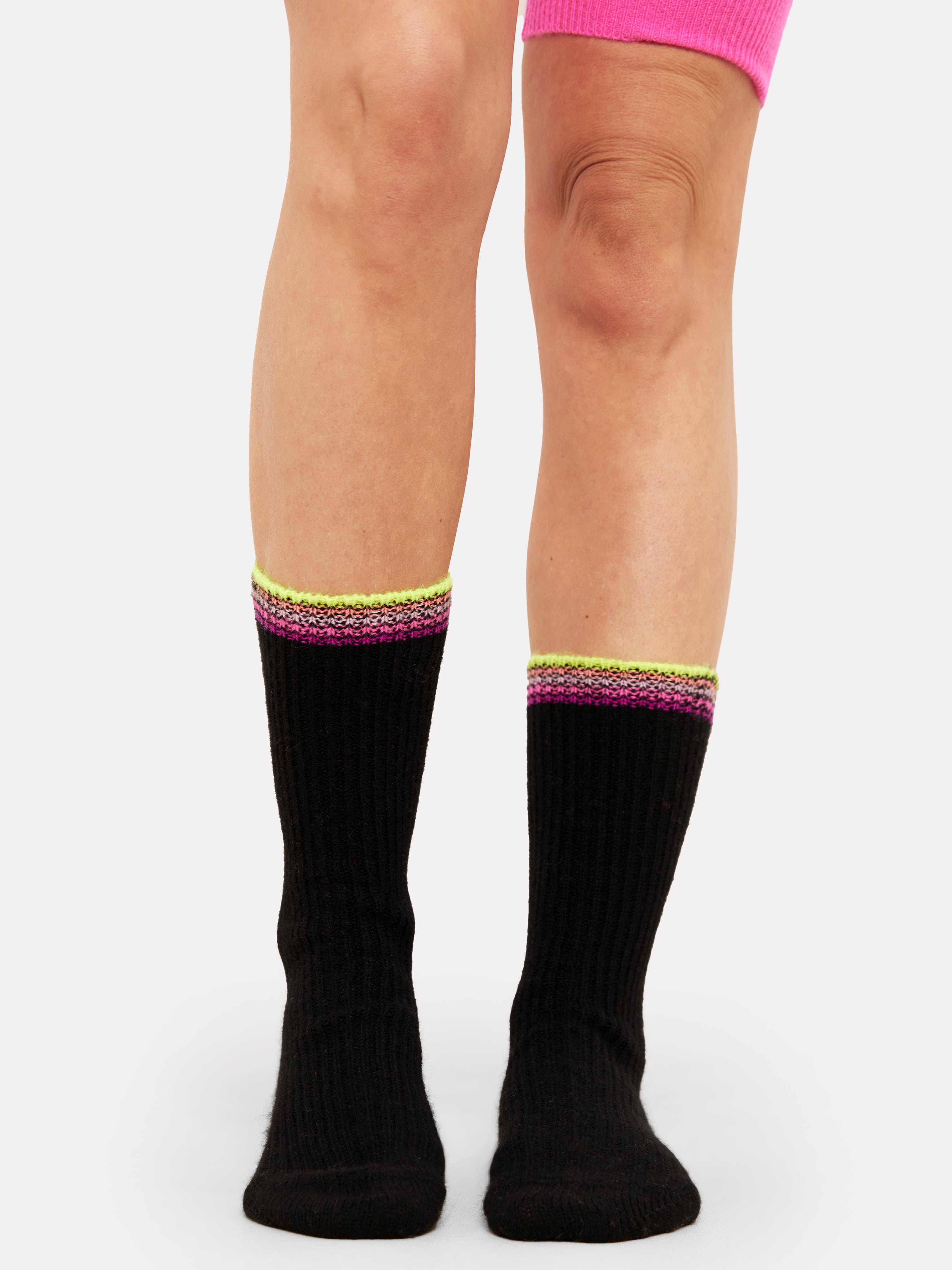 black socks with rainbow multi colour trim