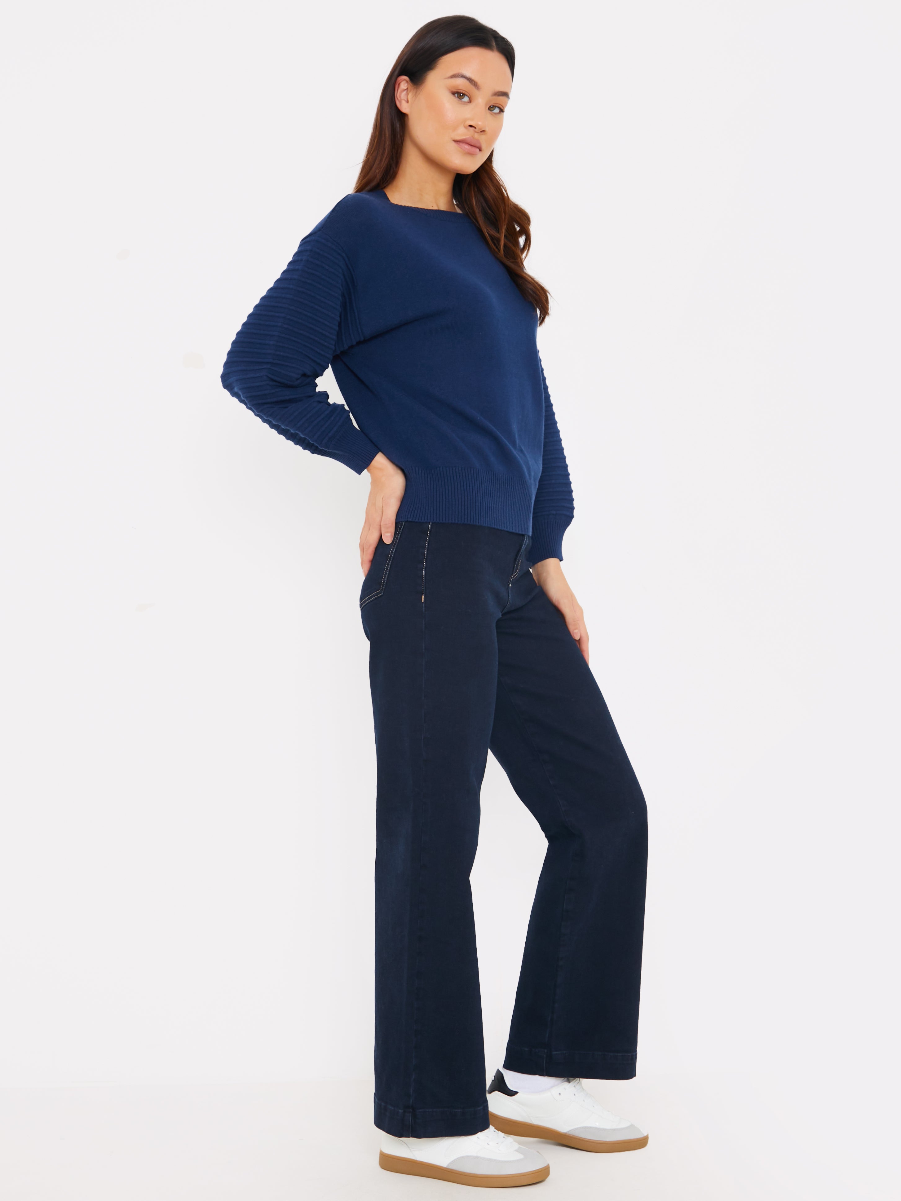 Textured Balloon Sleeve Jumper