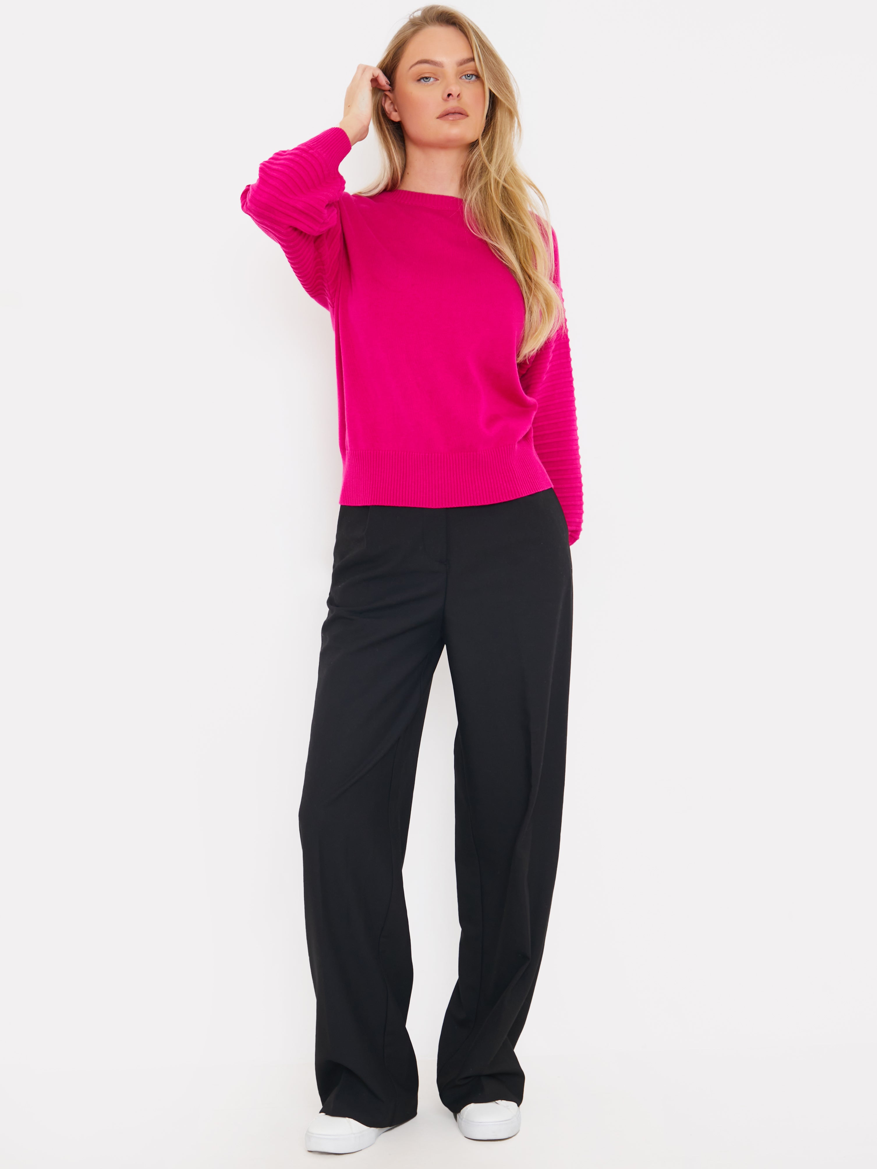 Textured Balloon Sleeve Jumper