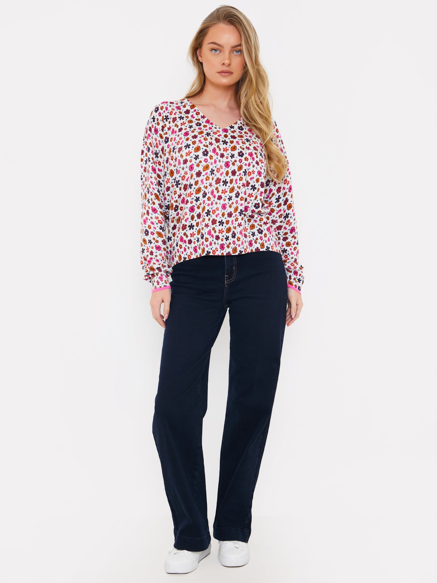 Ditsy Floral V Neck Jumper