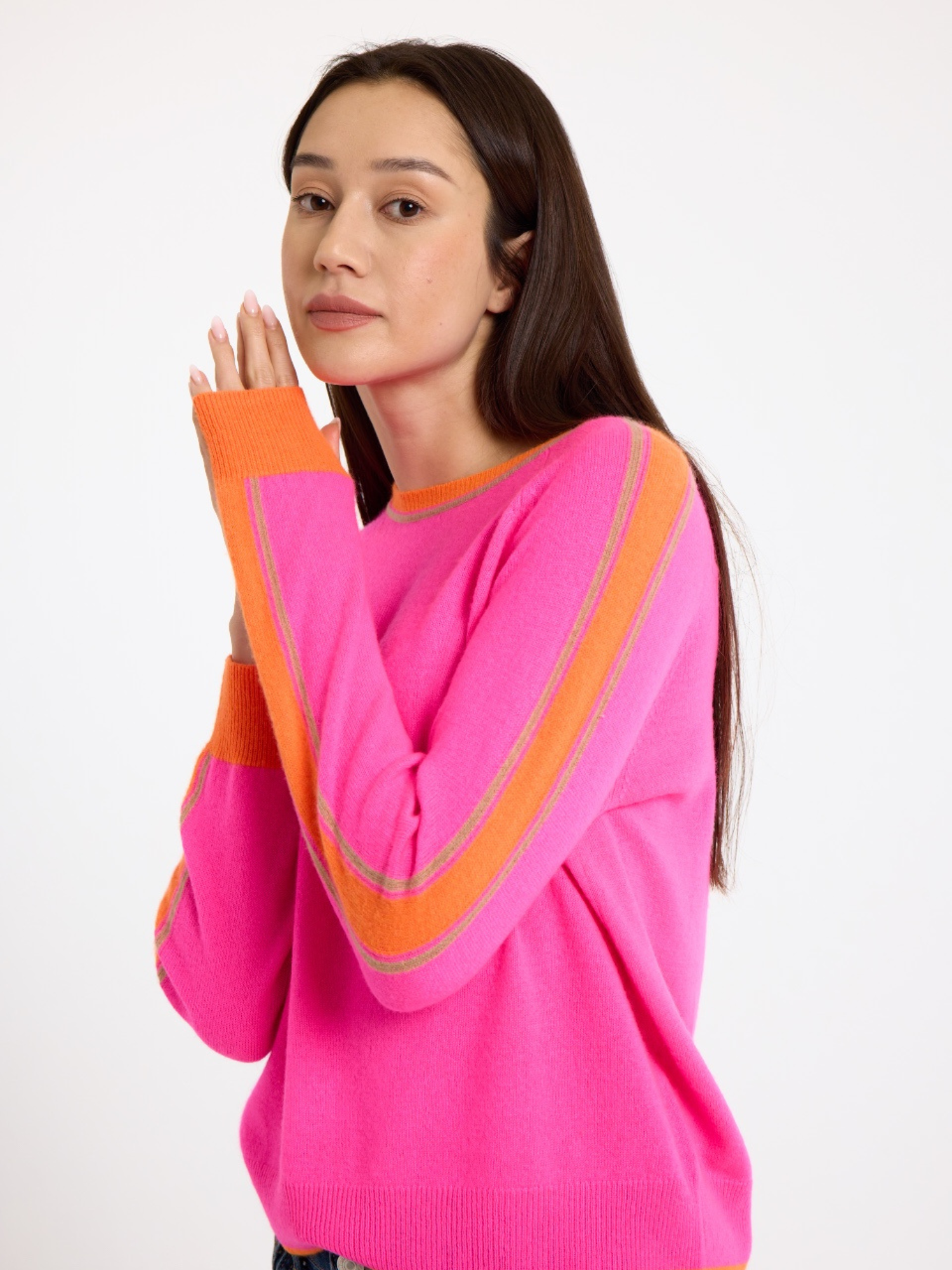 Striped Sleeve Cashmere Jumper