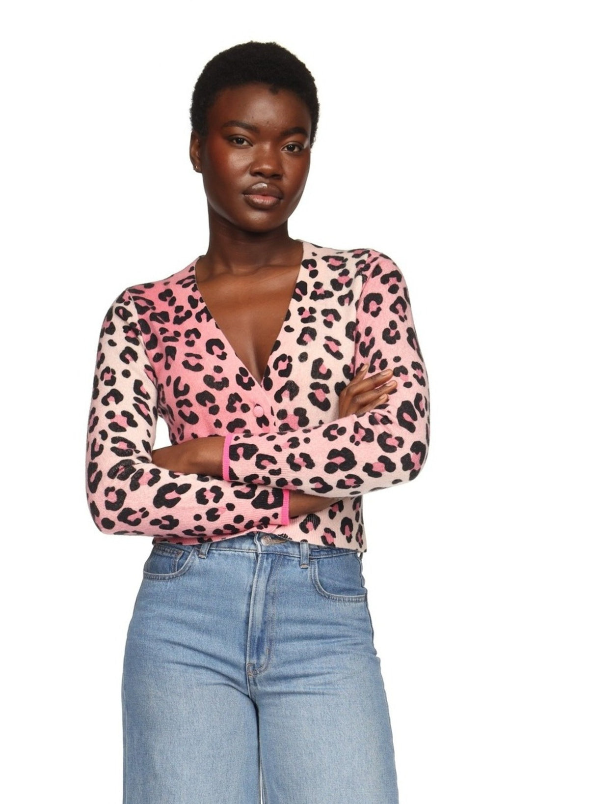 LAUREN LEOPARD CROPPED CARDI